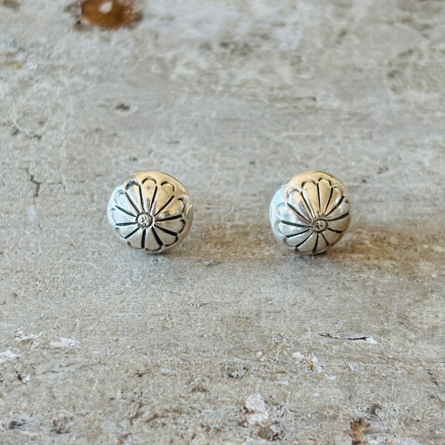 Navajo Mazzie Yazzie Sterling Silver Button Earrings