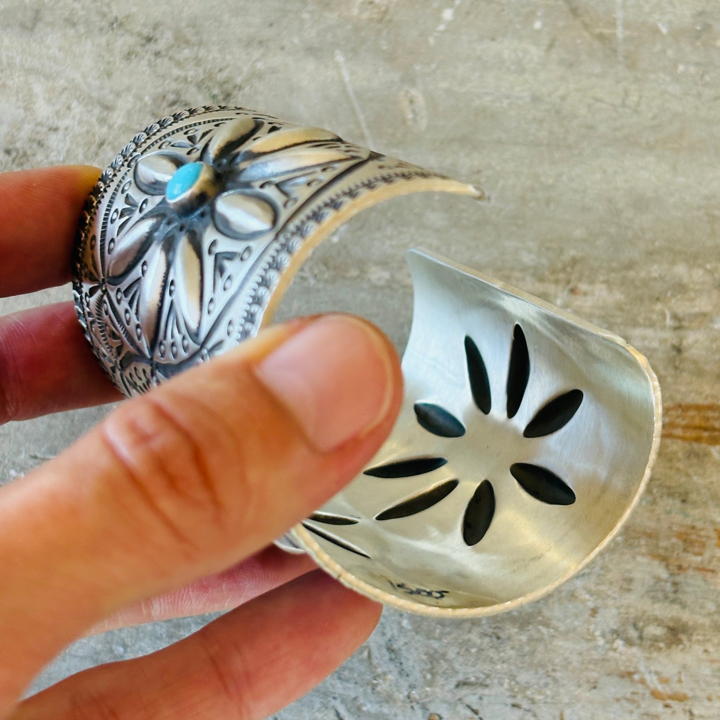 Navajo Herman Smith Sterling Silver & Turquoise Cuff