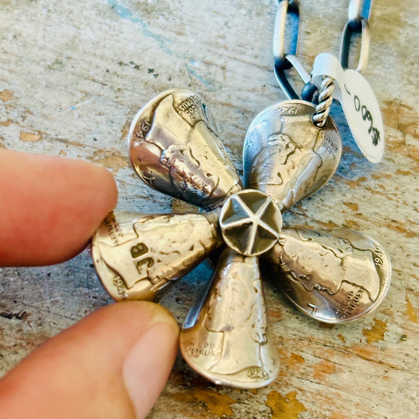 Navajo James Begay Sterling Silver Flower Coin Necklaces