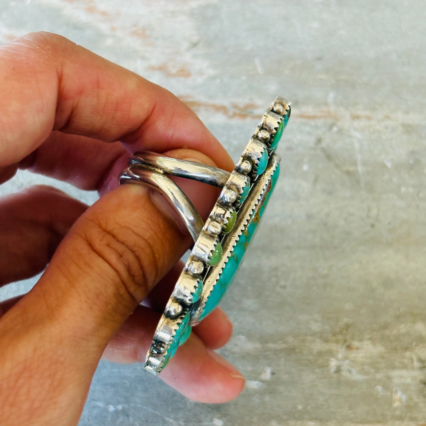 Navajo Marcus Chavez Sterling Silver & Multi Turquoise Cluster Ring