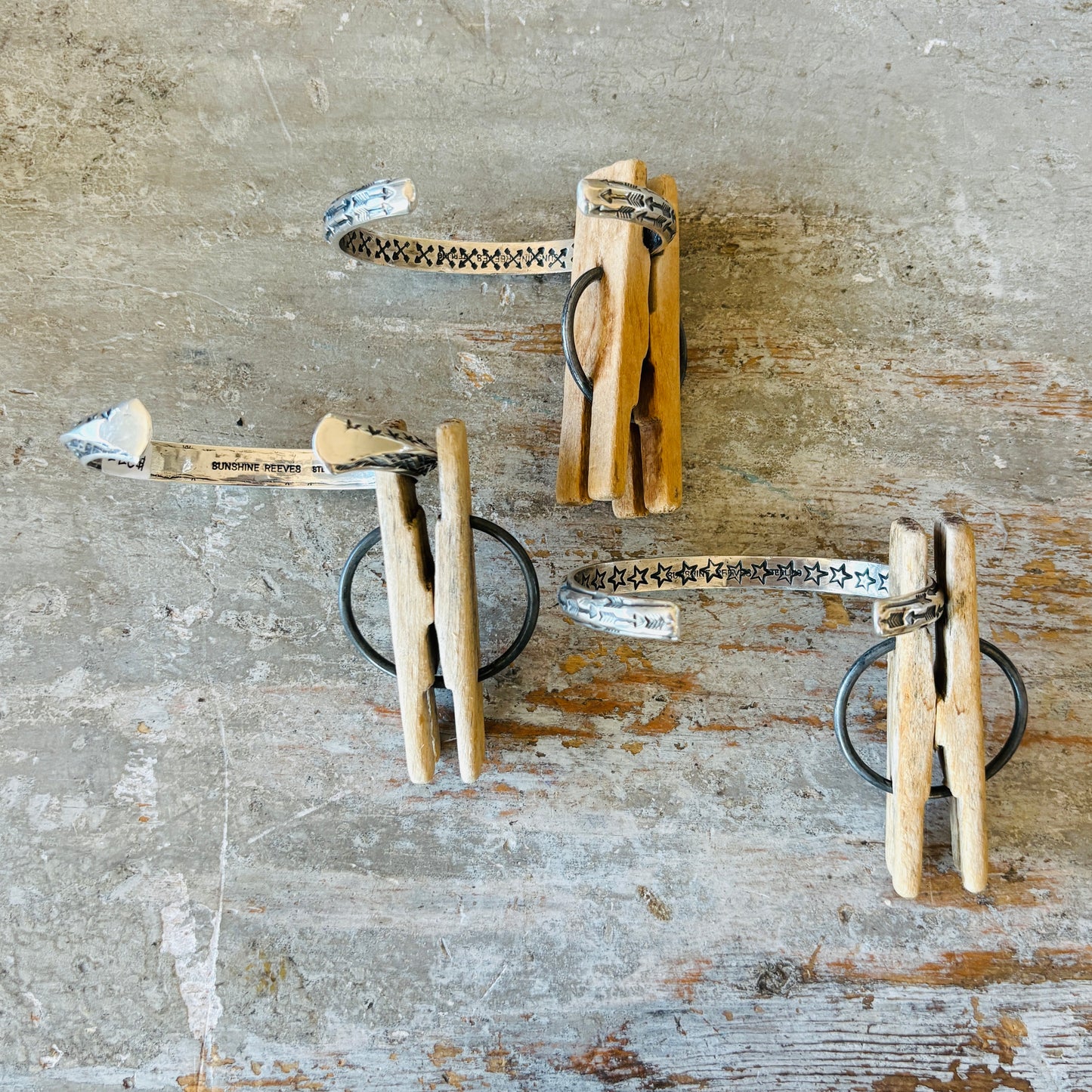 Navajo Sunshine Reeves Sterling Silver Cuffs
