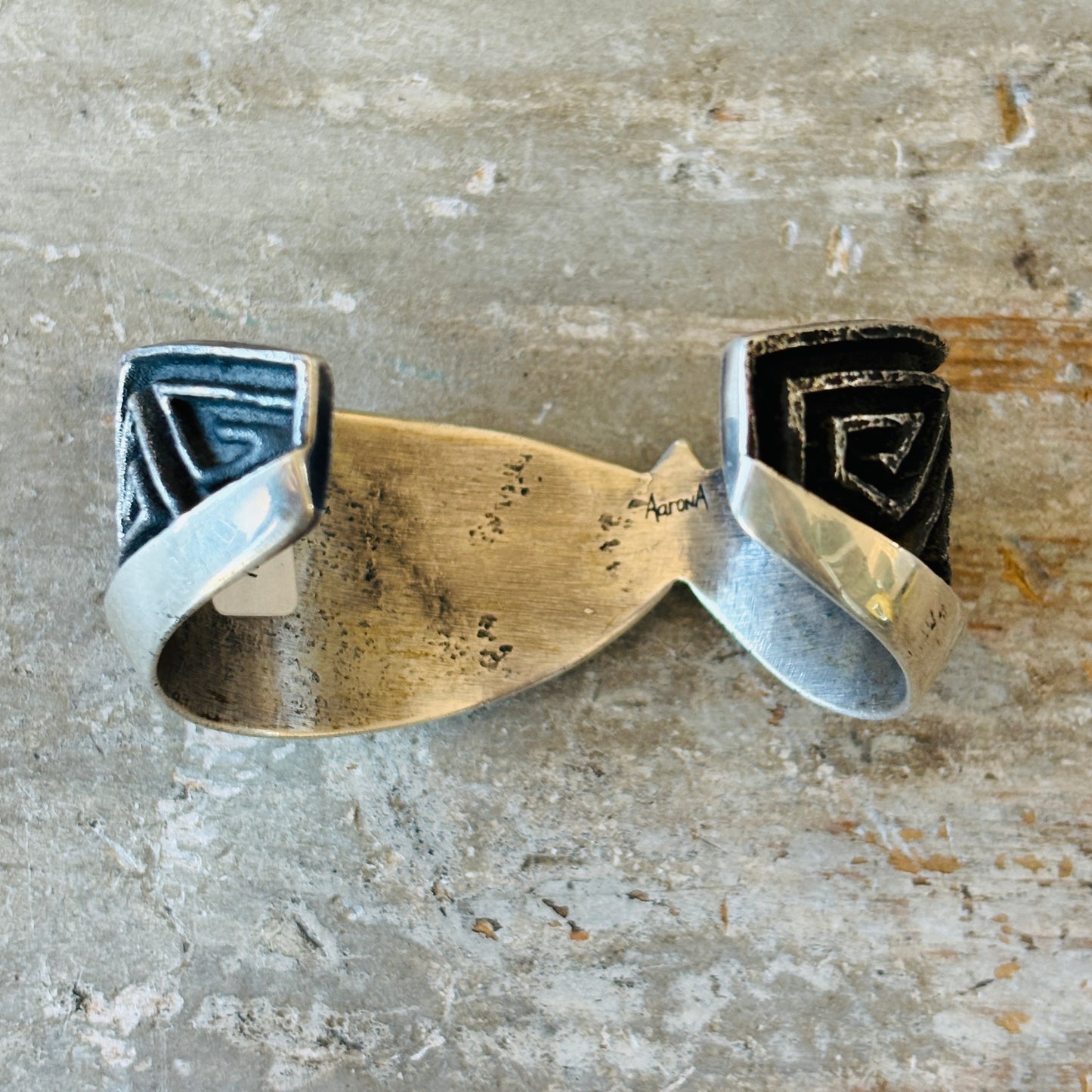 Navajo Aaron Anderson Tufa Cast Geometric Cuff