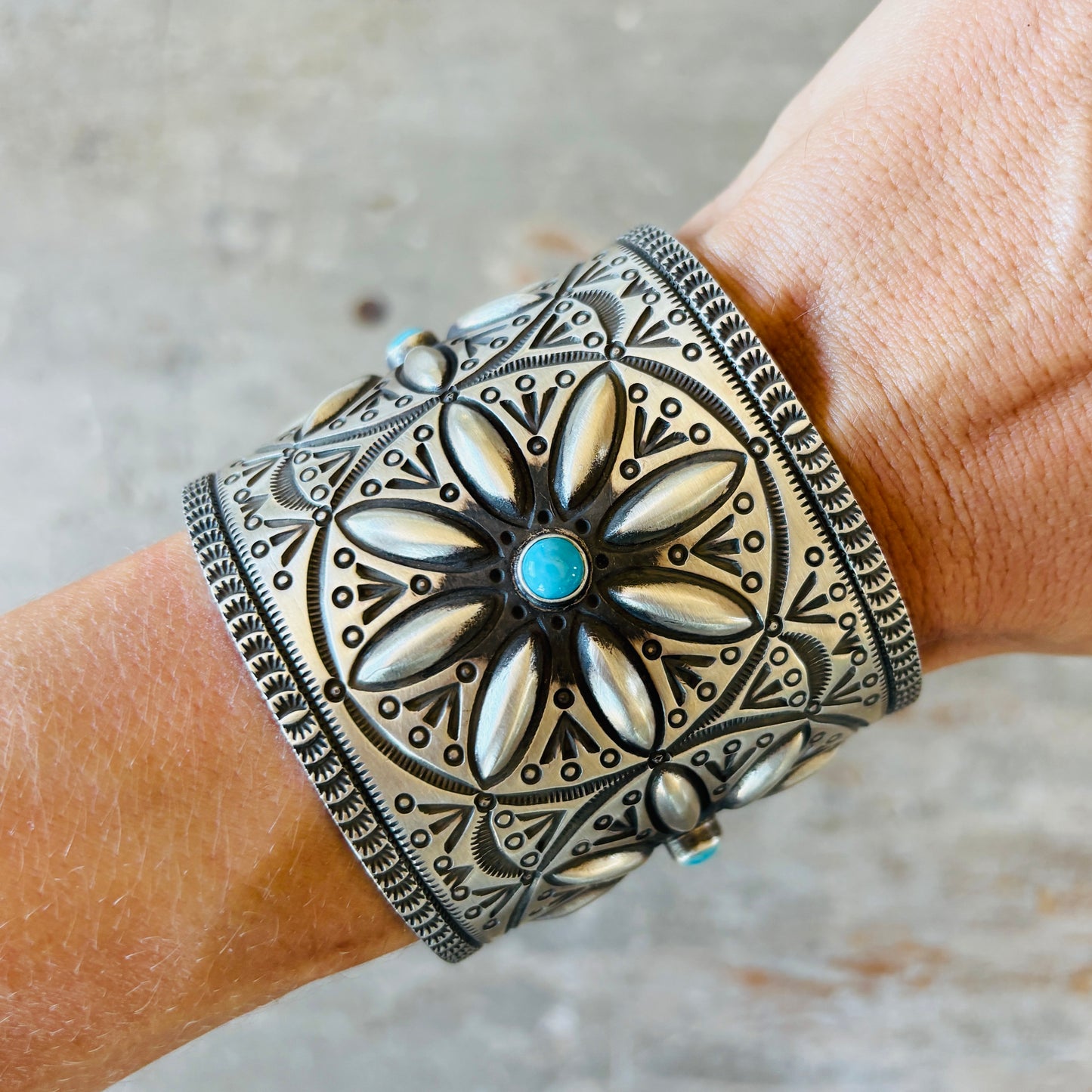 Navajo Herman Smith Sterling Silver & Turquoise Cuff