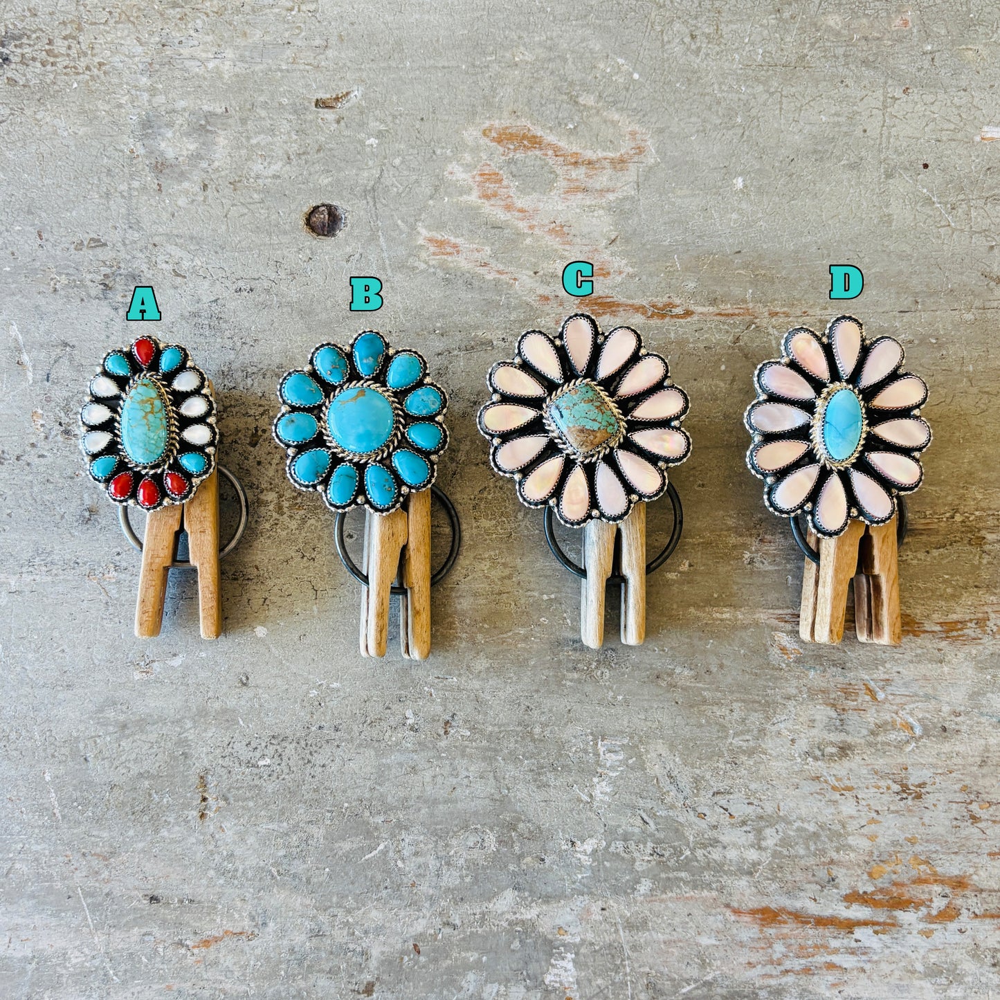 Navajo Ednei Yabeny Sterling Silver Cluster Rings