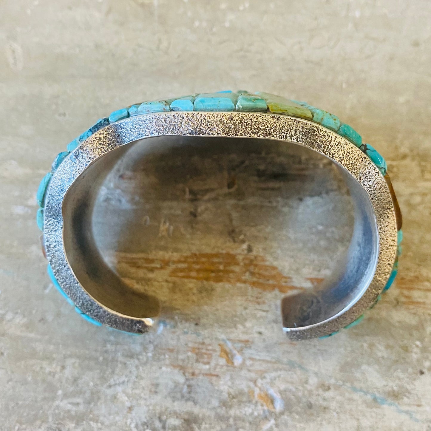 Navajo Lester James Sterling Silver & Turquoise Cobblestone Cuff