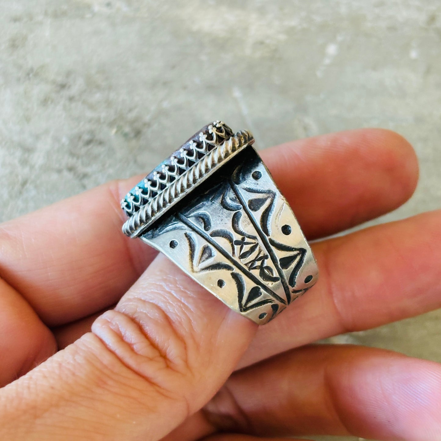 Navajo Chris Etsitty Sterling Silver & Bisbee Turquoise Ring