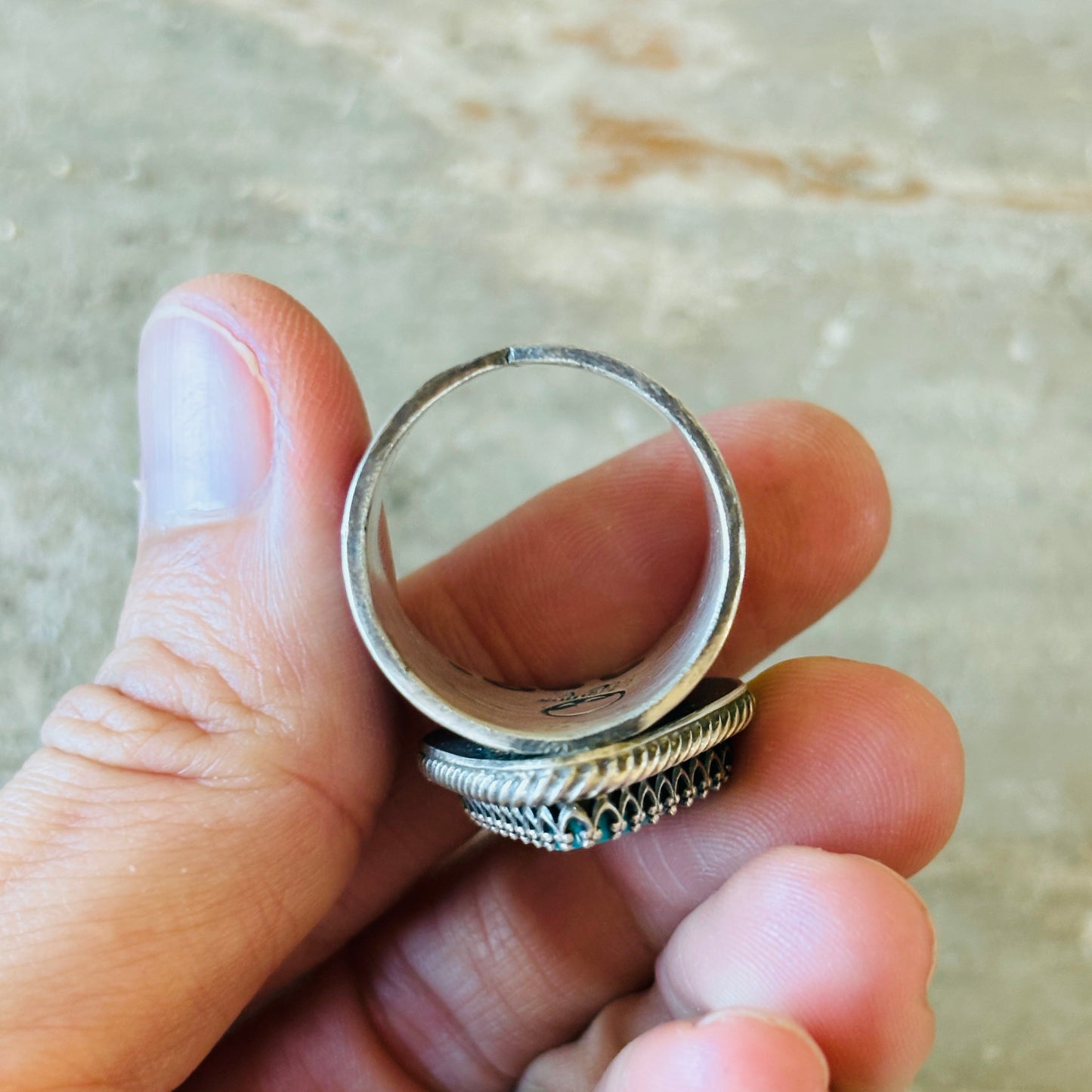 Navajo Chris Etsitty Sterling Silver & Bisbee Turquoise Ring