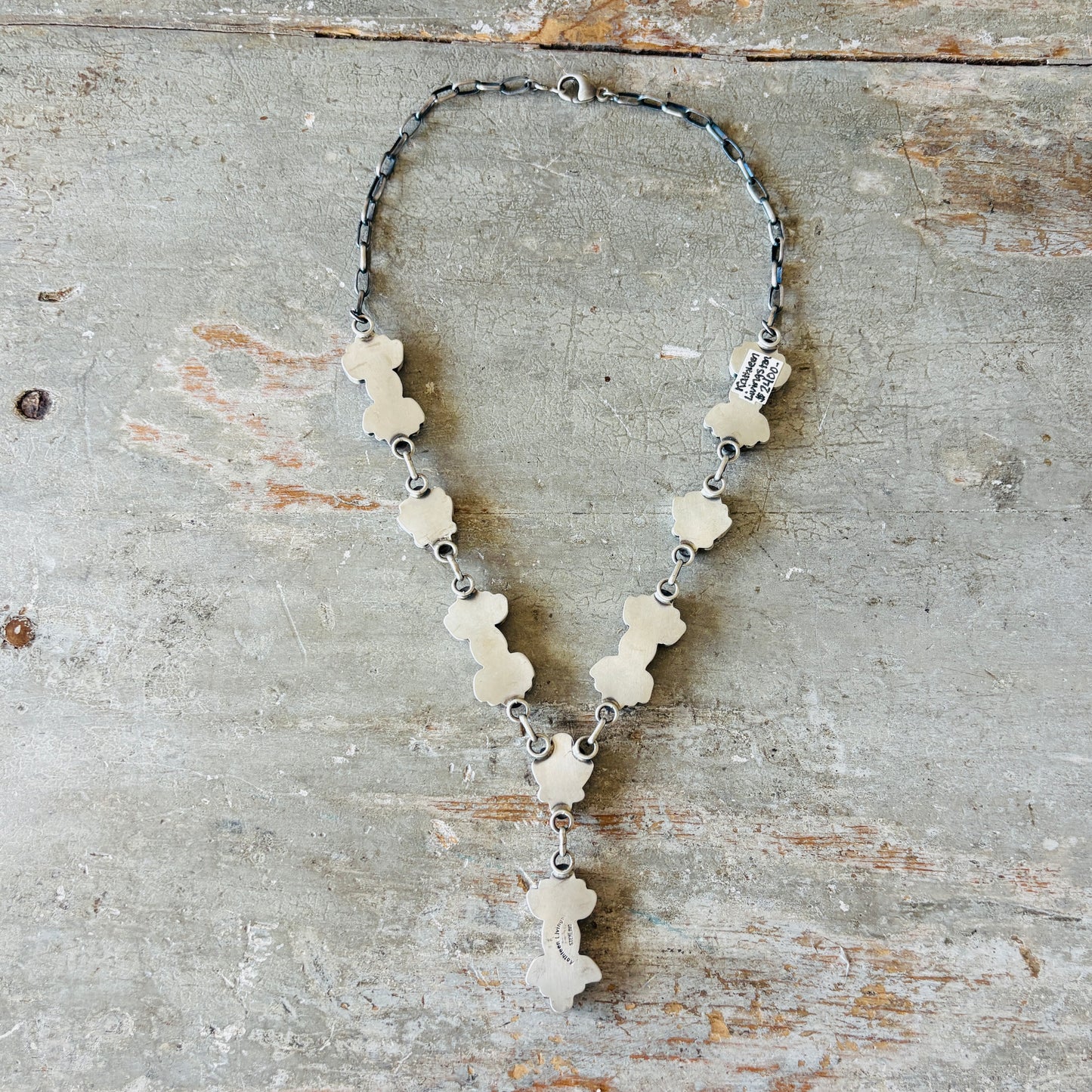 Navajo Kathleen Livingston Sterling Silver & Red Coral Lariat
