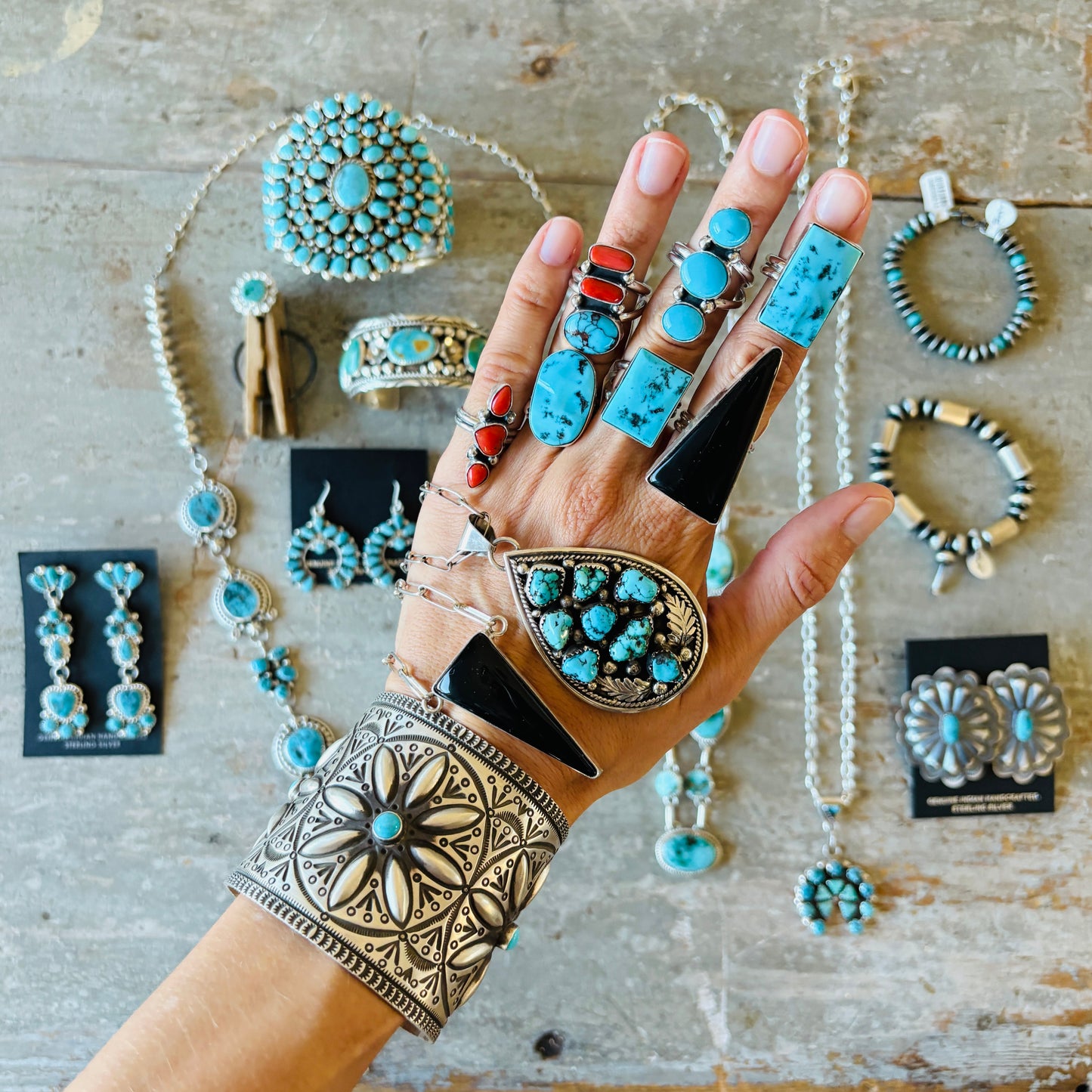 Navajo Jimmie Yazzie Sterling Silver & Royston Turquoise Stacker Cuff