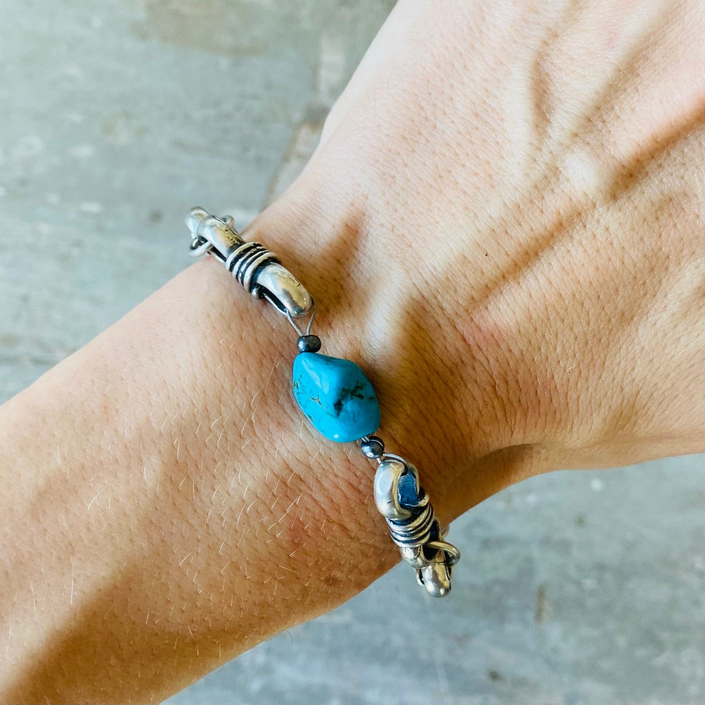 Navajo Sterling Silver & Turquoise Toggle Bracelet