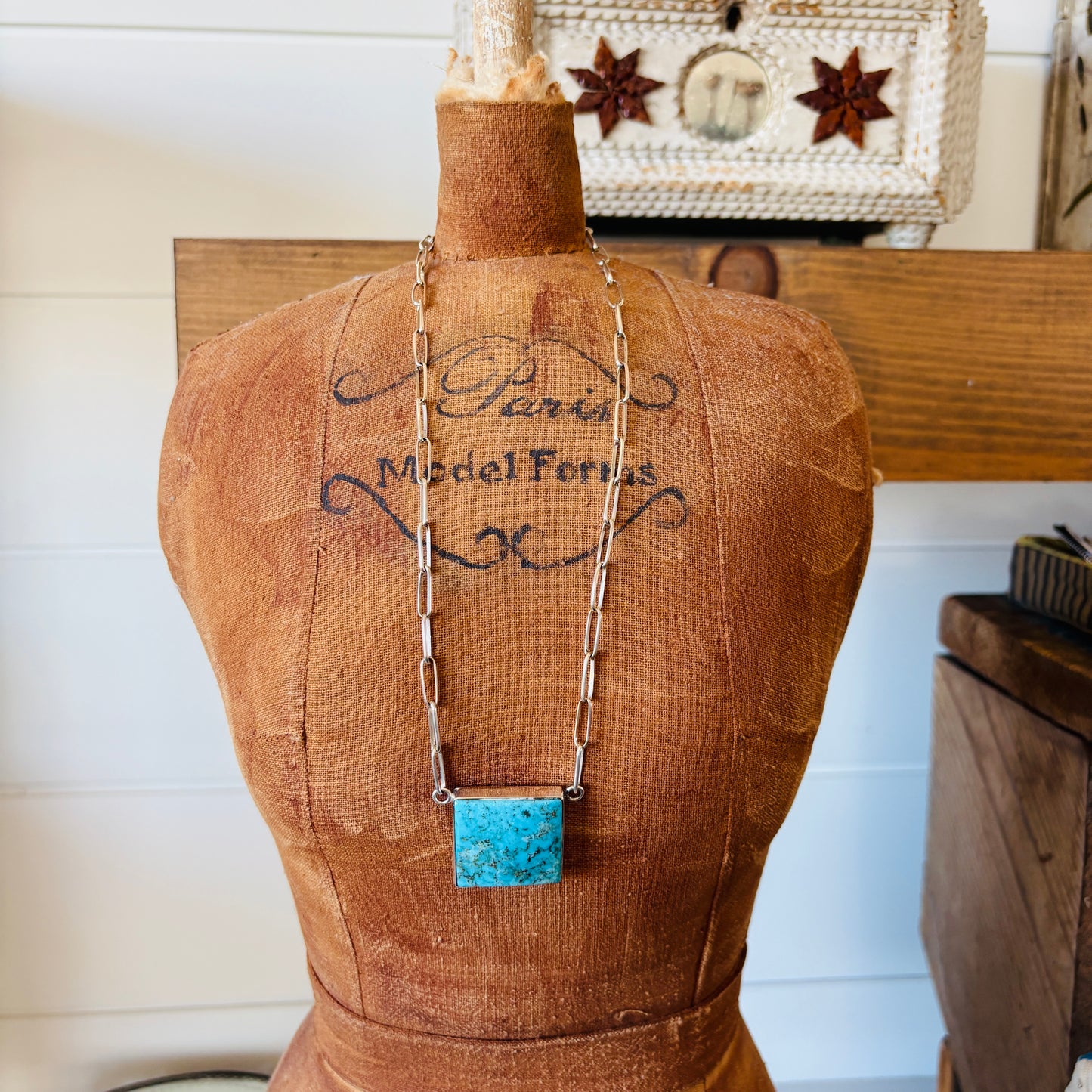 Navajo Mildred Parkhurst Sterling Silver & Kingman Turquoise Necklace
