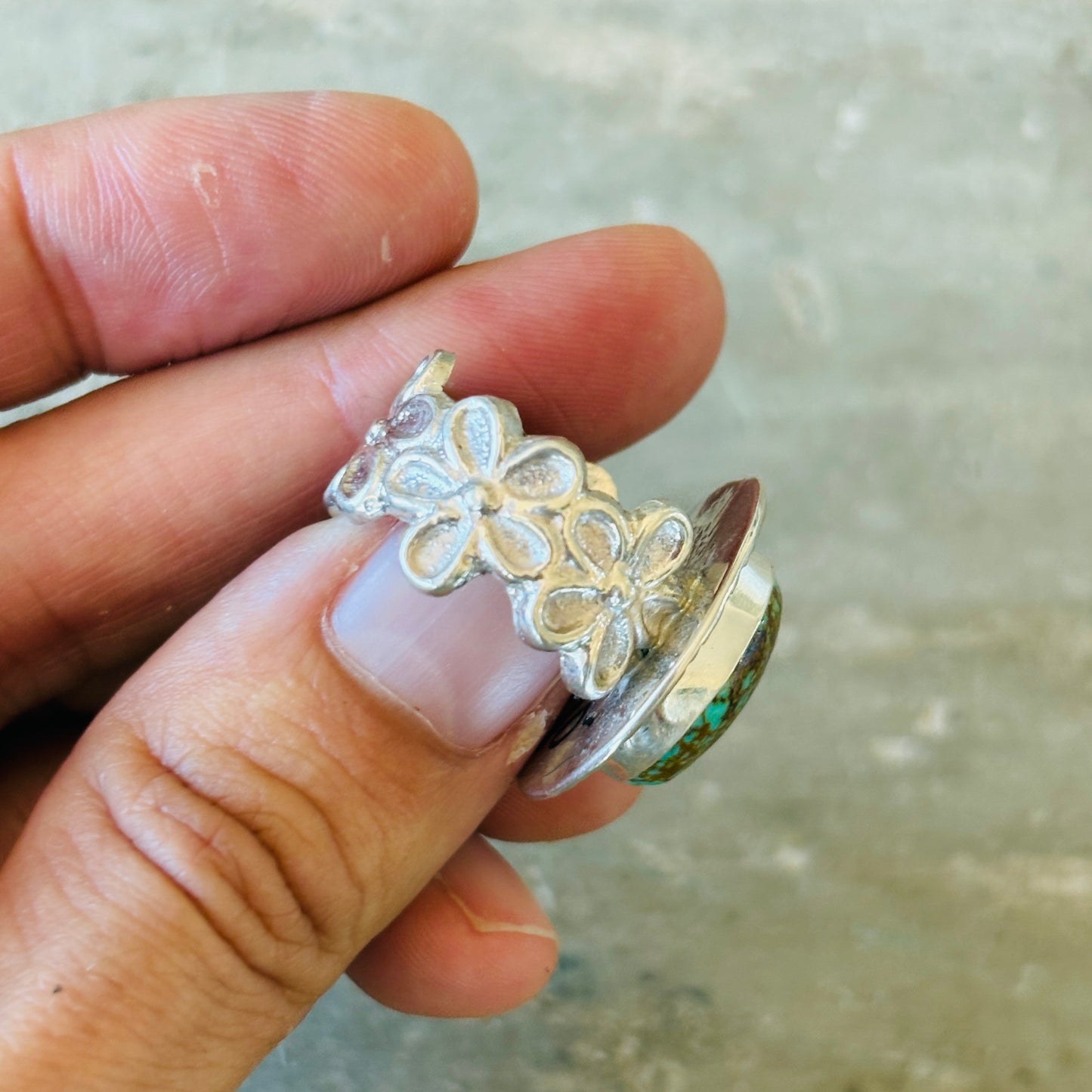 Navajo Jones Bahe Sterling Silver & Sonoran Gold Floral Ring