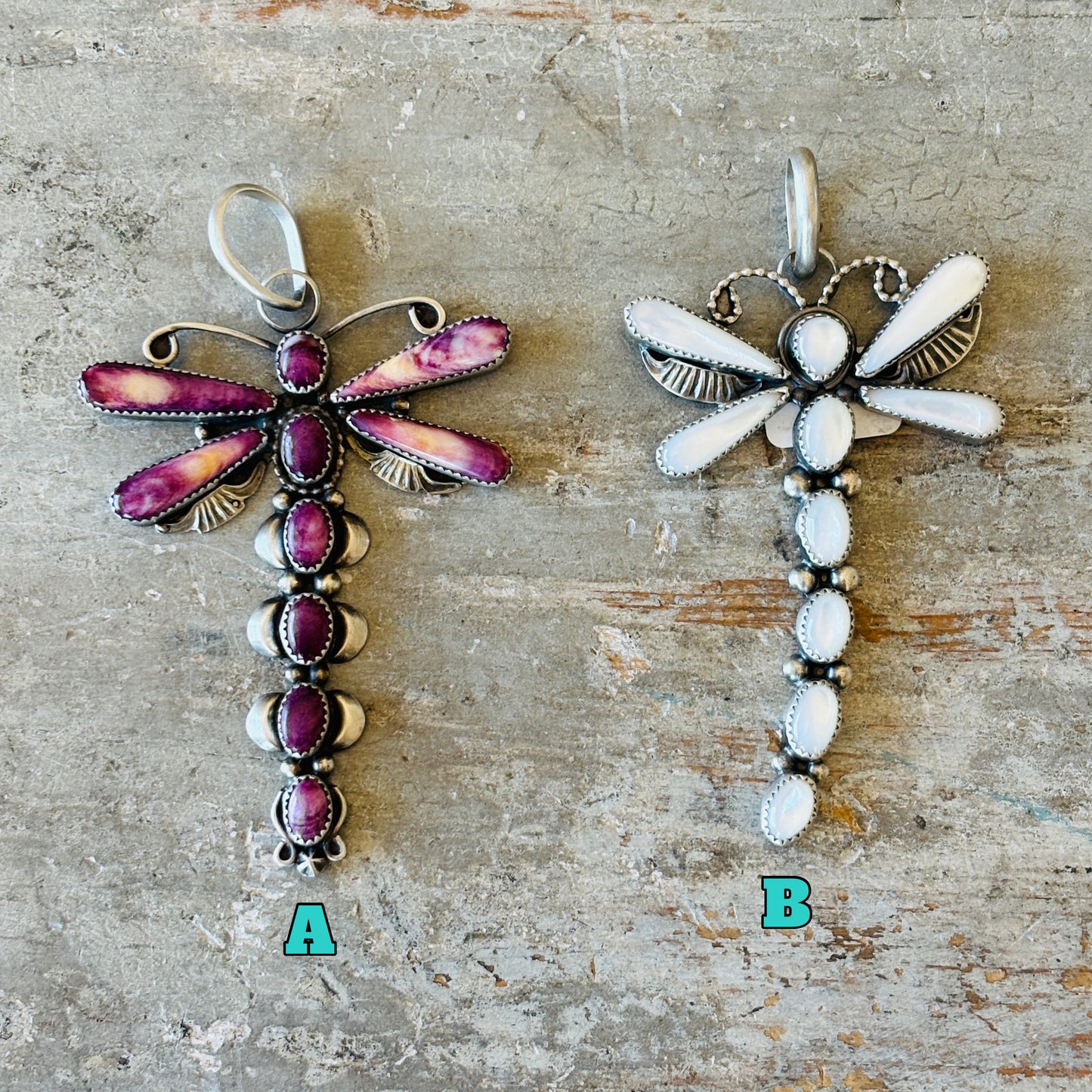 Navajo Mary Tso Sterling Silver Dragonfly Pendants