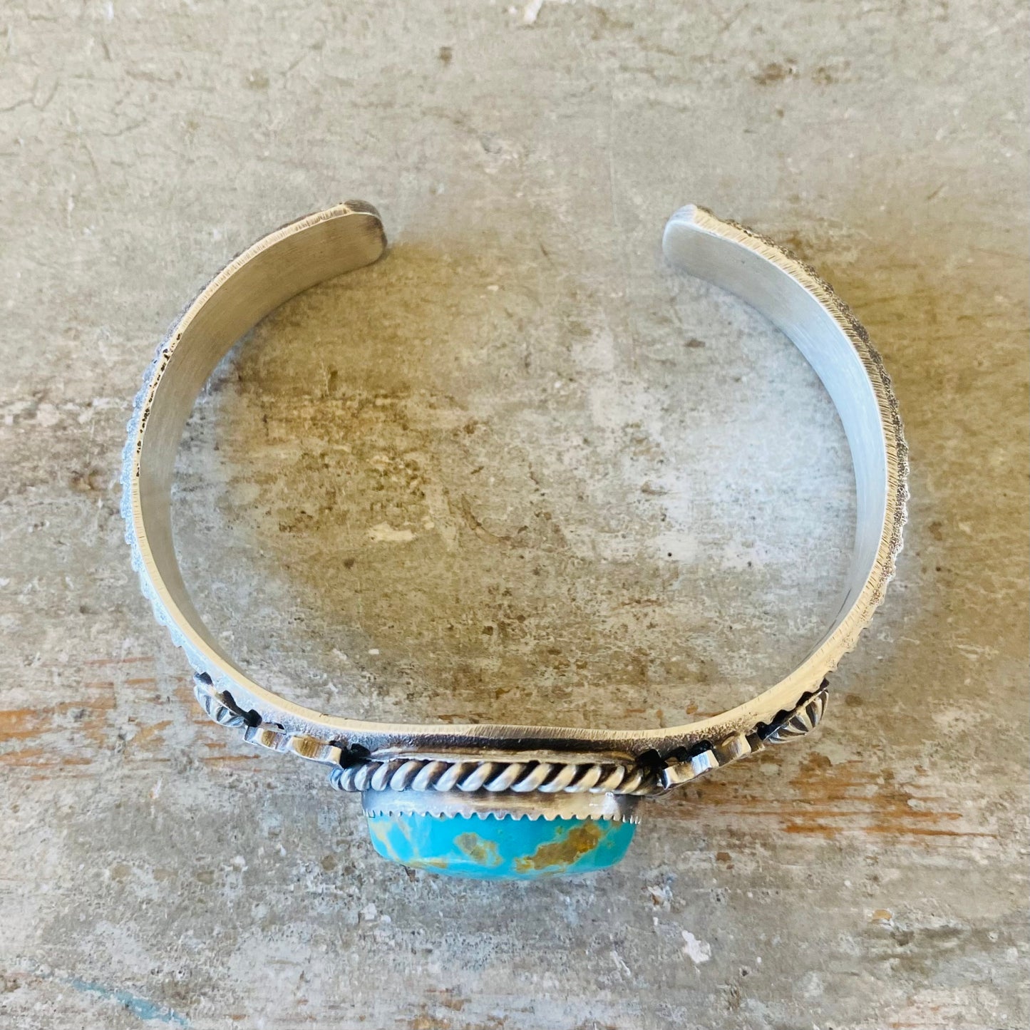 Navajo Kindale Billah Sterling Silver & Kingman Turquoise Stacker Cuff