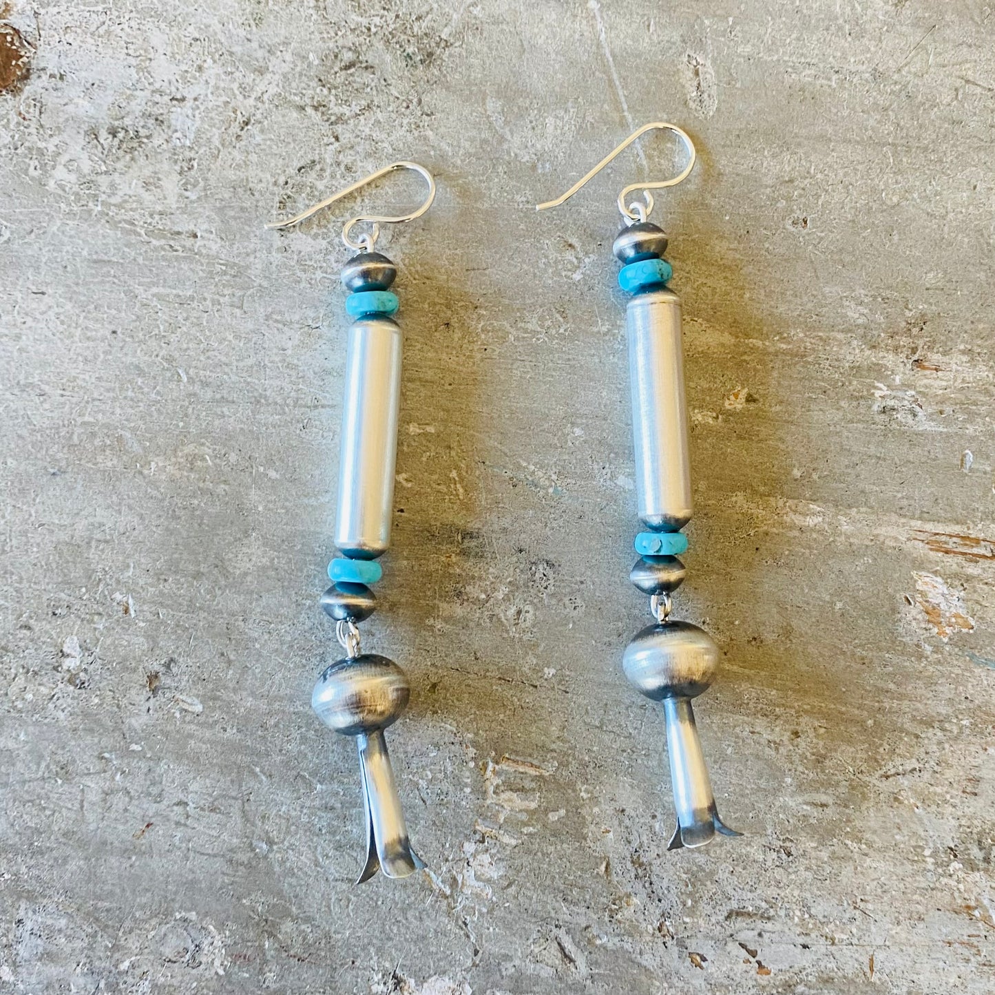 Navajo Tonisha Haley Sterling Silver & Turquoise Blossom Earrings