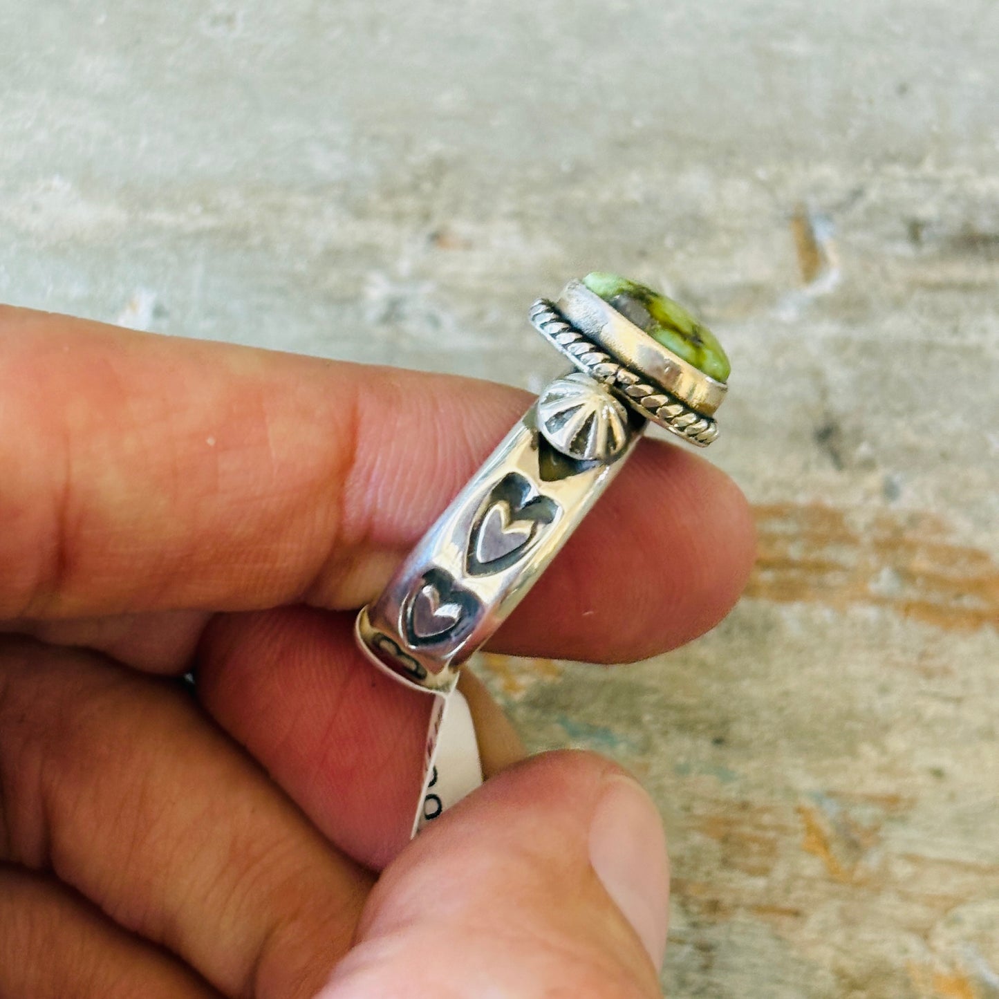 Navajo Darrell Cadman Sterling Silver & Sonoran Turquoise Ring