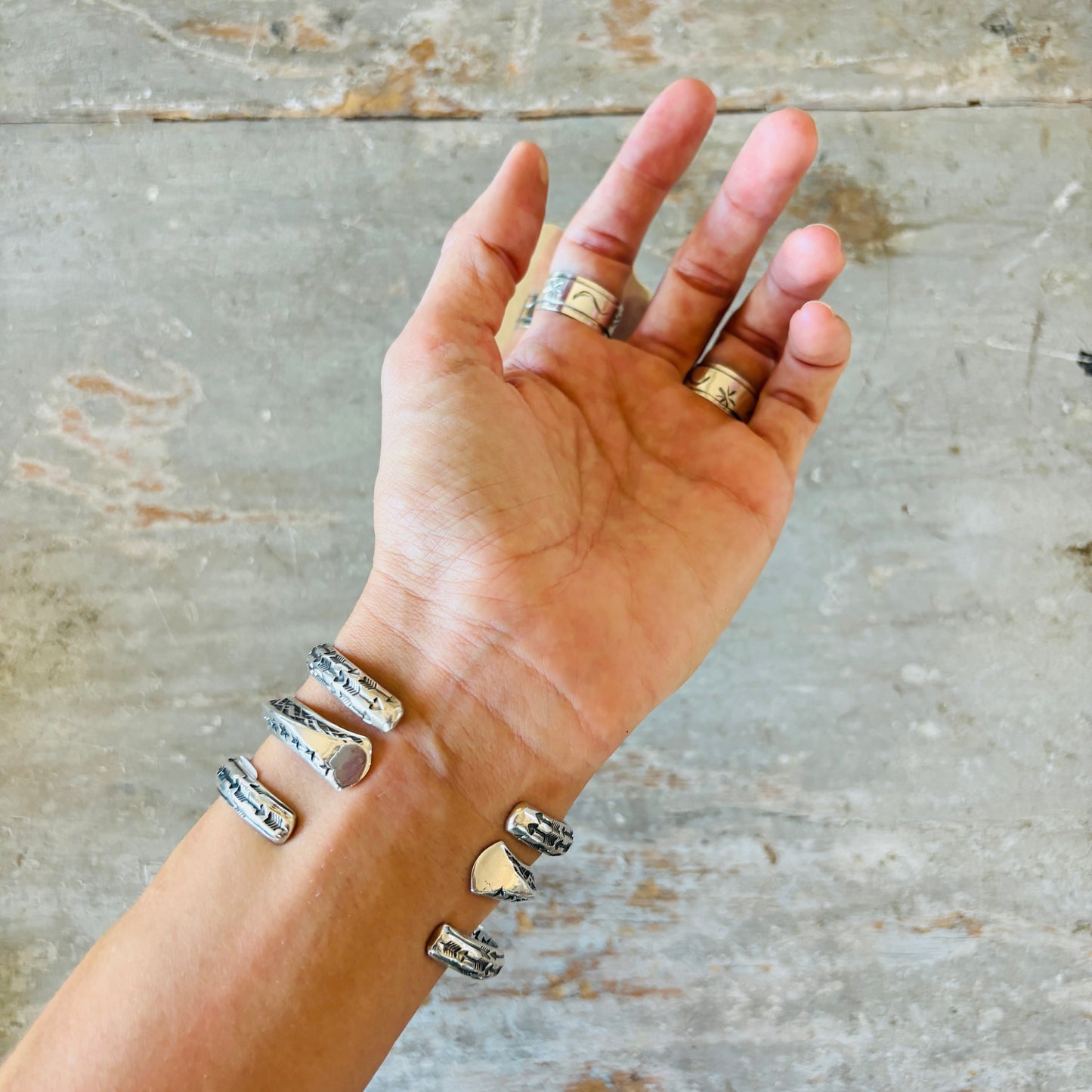 Navajo Sunshine Reeves Sterling Silver Cuffs