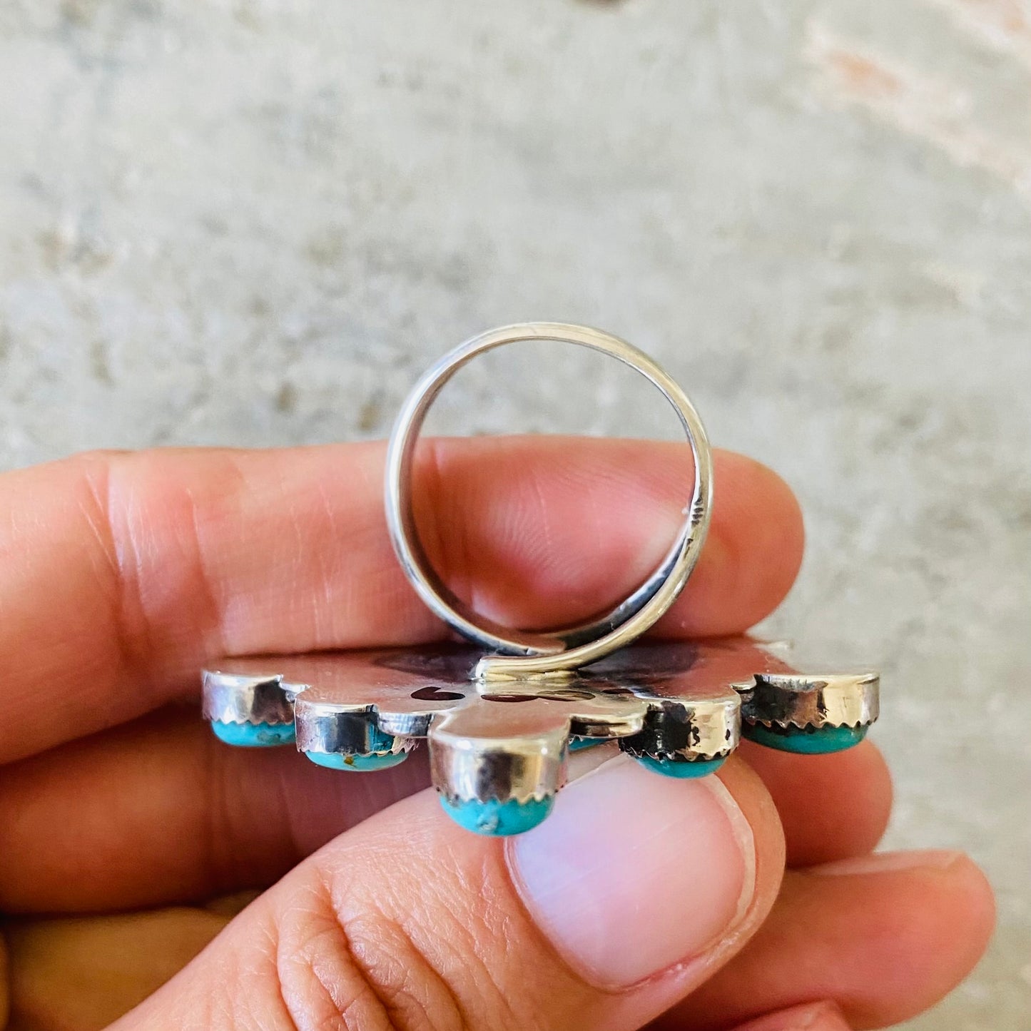 Navajo Lorenzo & Jerilyn Chee Sterling Silver & Campitos Turquoise Heart Ring