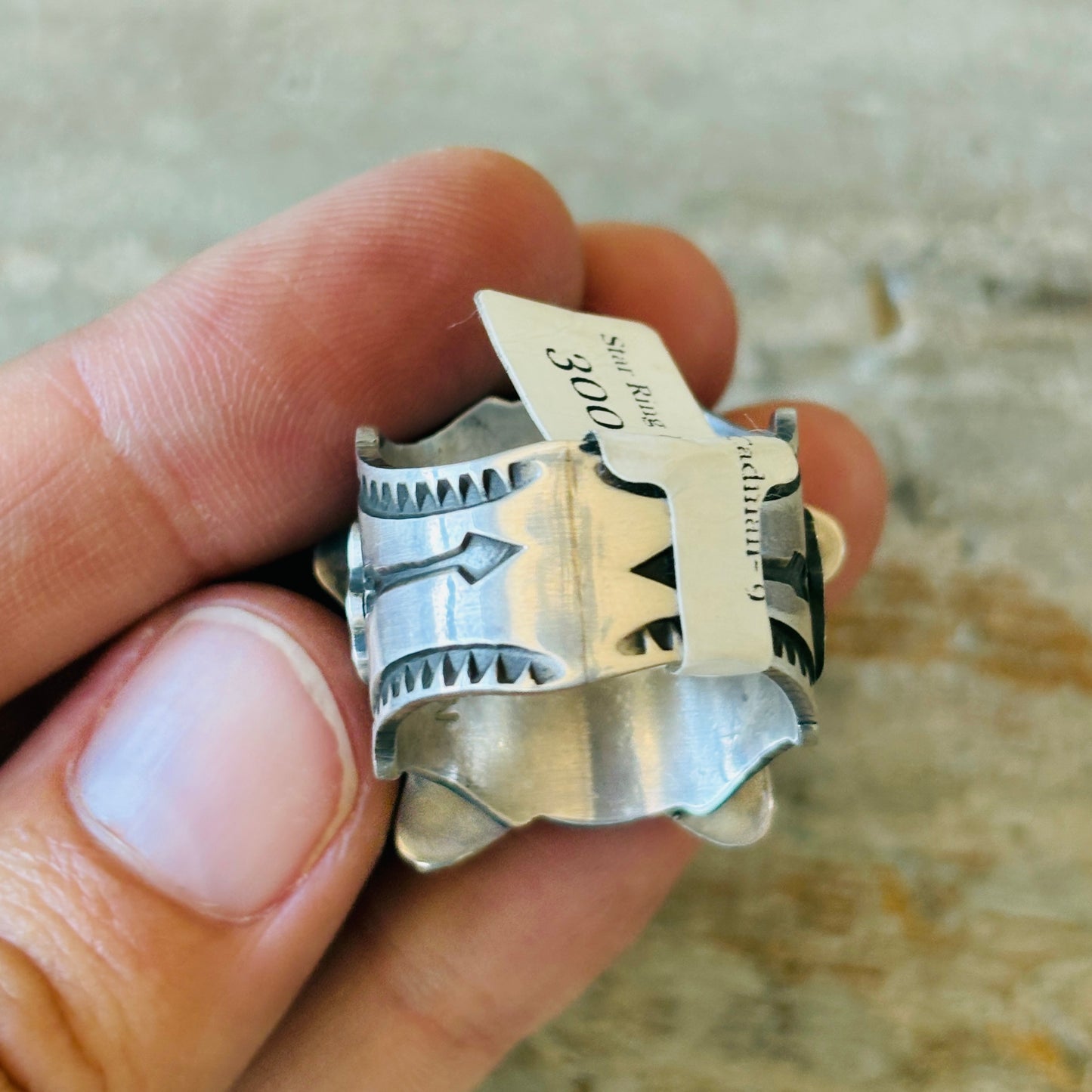 Navajo Andy Cadman Sterling Silver & Red Spiny Oyster Star Ring