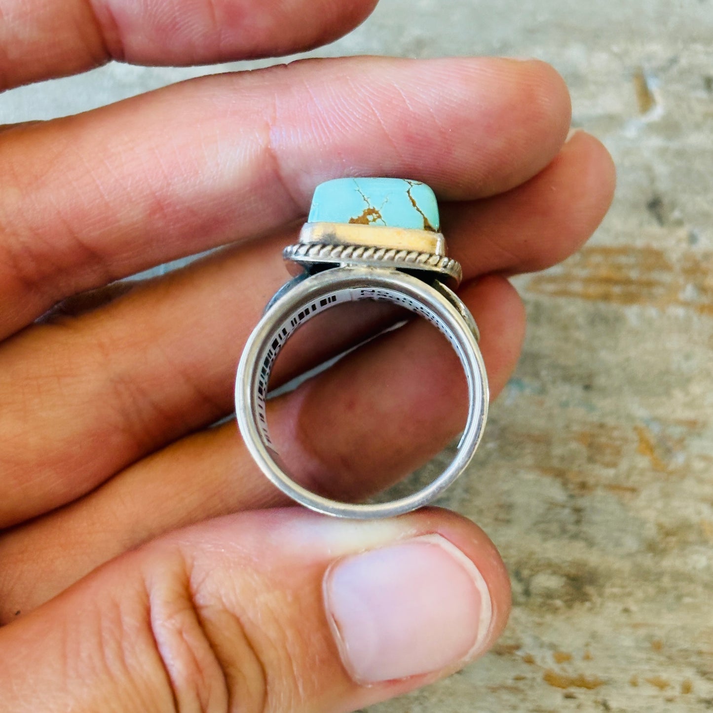 Navajo Darrell Cadman Sterling Silver & #8 Turquoise Ring