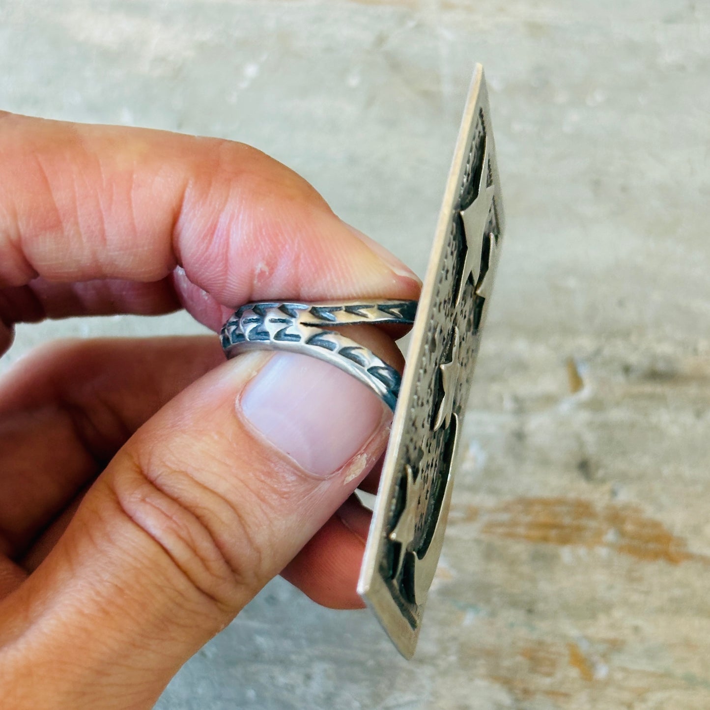Navajo Derrick Cadman Sterling Silver Moon & Stars Ring