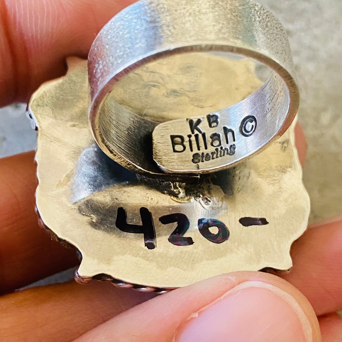 Navajo Kindale Billah Sterling Silver & Blue Lab Opal Floral Ring
