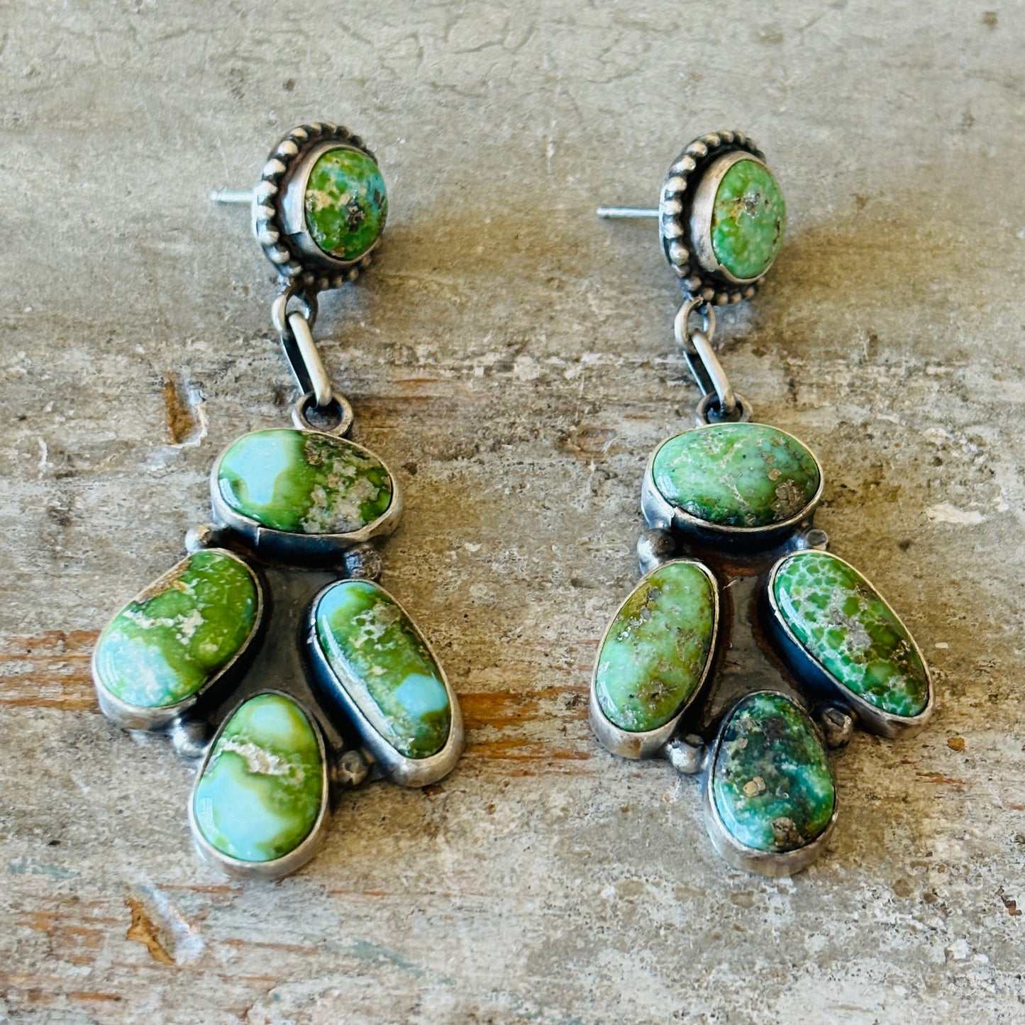 Navajo Lydia Begay Sterling Silver & Sonoran Turquoise Earrings
