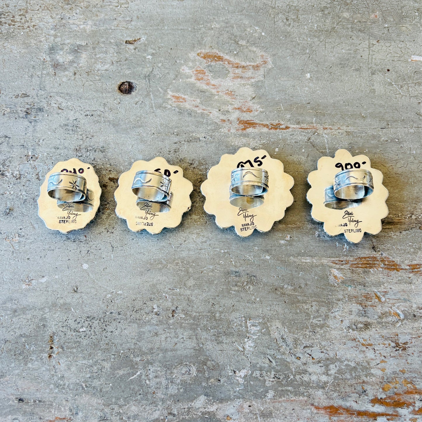 Navajo Ednei Yabeny Sterling Silver Cluster Rings