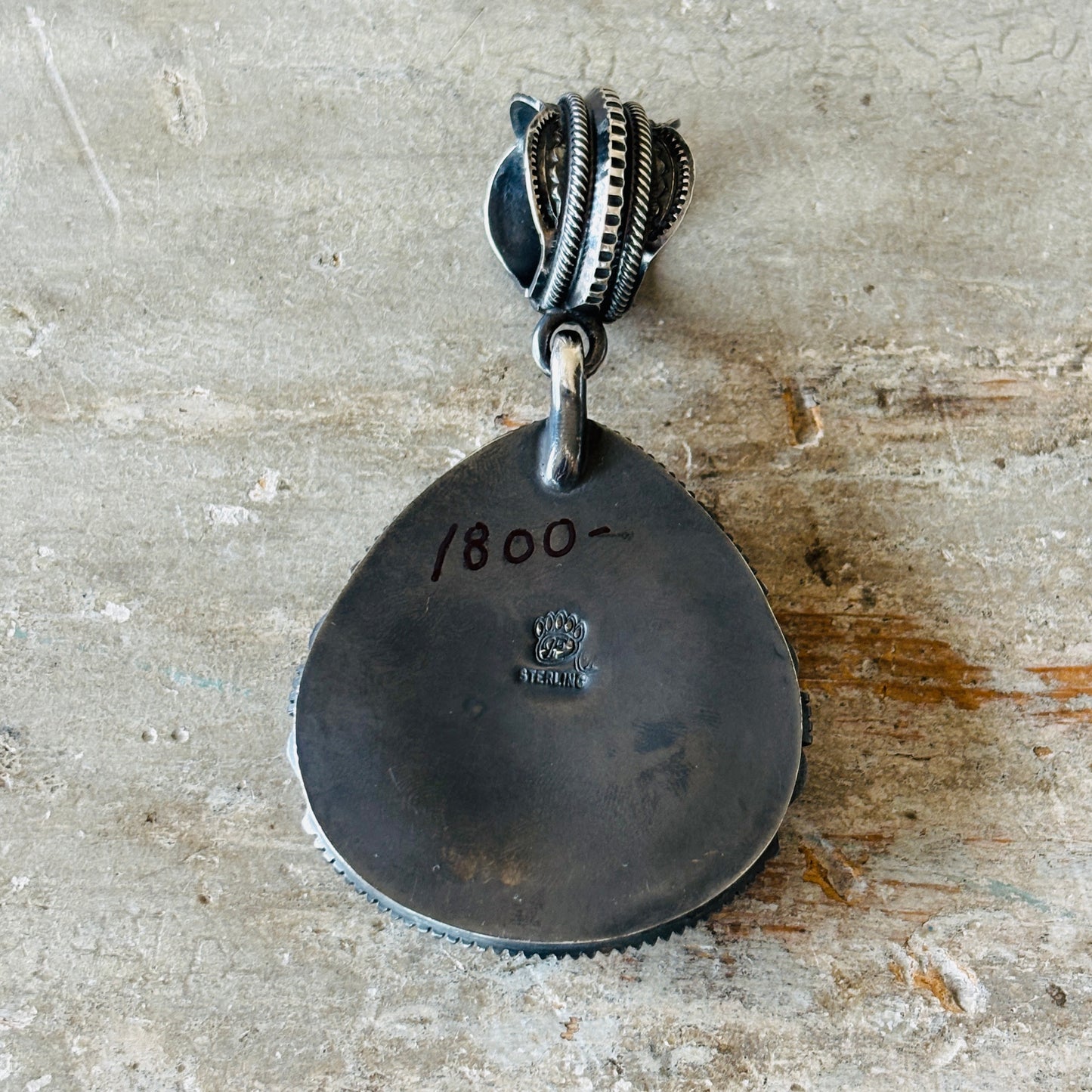 Navajo Floyd Parkhurst Sterling Silver & Lone Mountain Turquoise Pendant