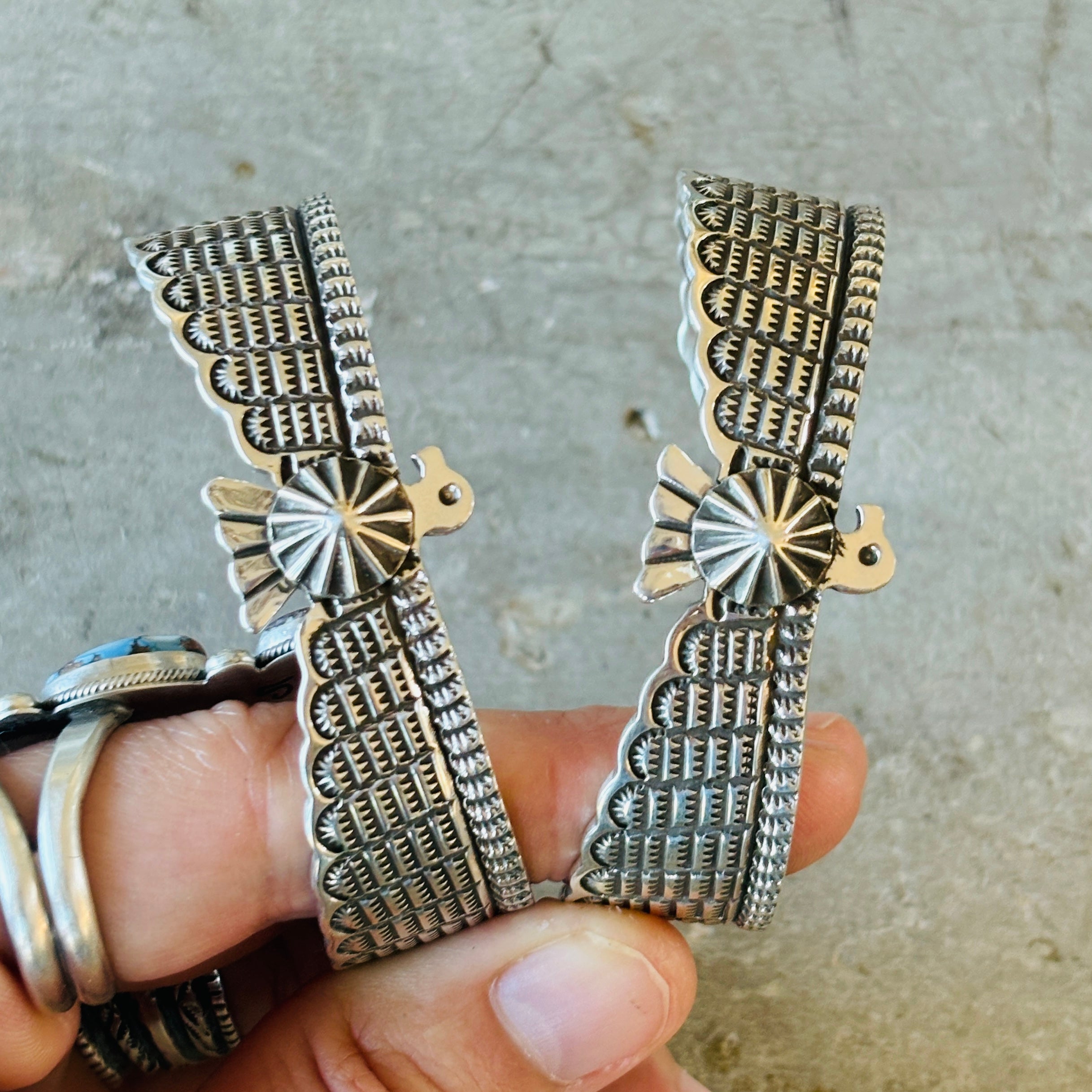 Navajo Darrell Cadman Sterling Silver Thunderbird Cuff – Sunshine