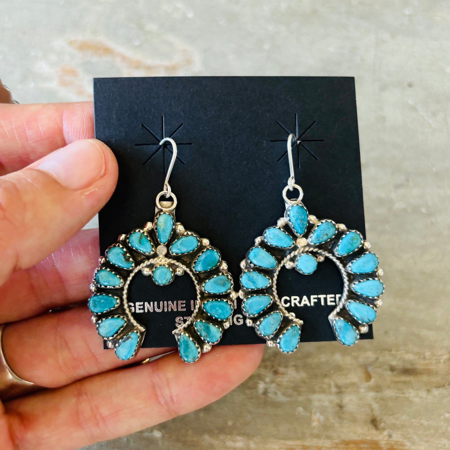 Navajo Violet Nez Sterling Silver & Kingman Turquoise Naja Earrings