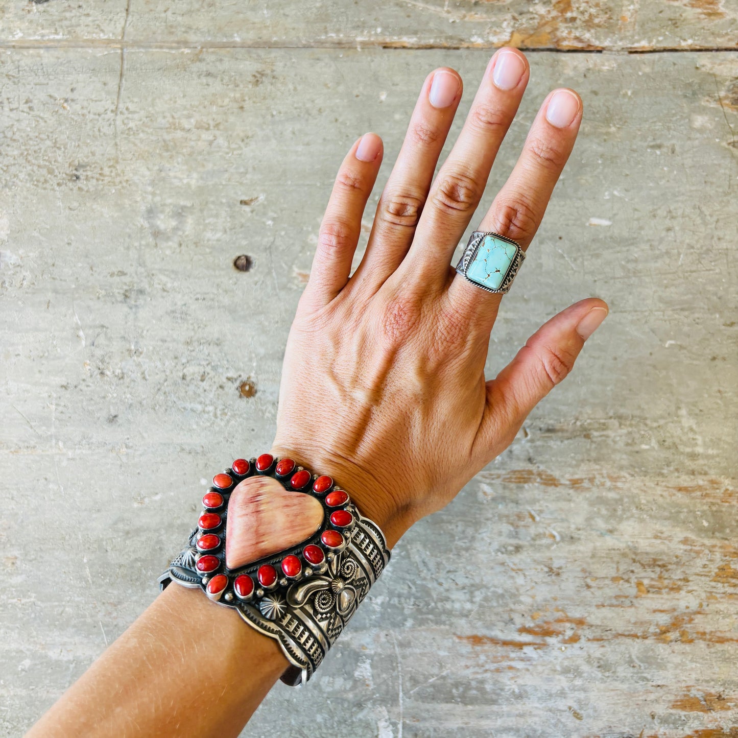 Navajo Darrell Cadman Sterling Silver & #8 Turquoise Ring