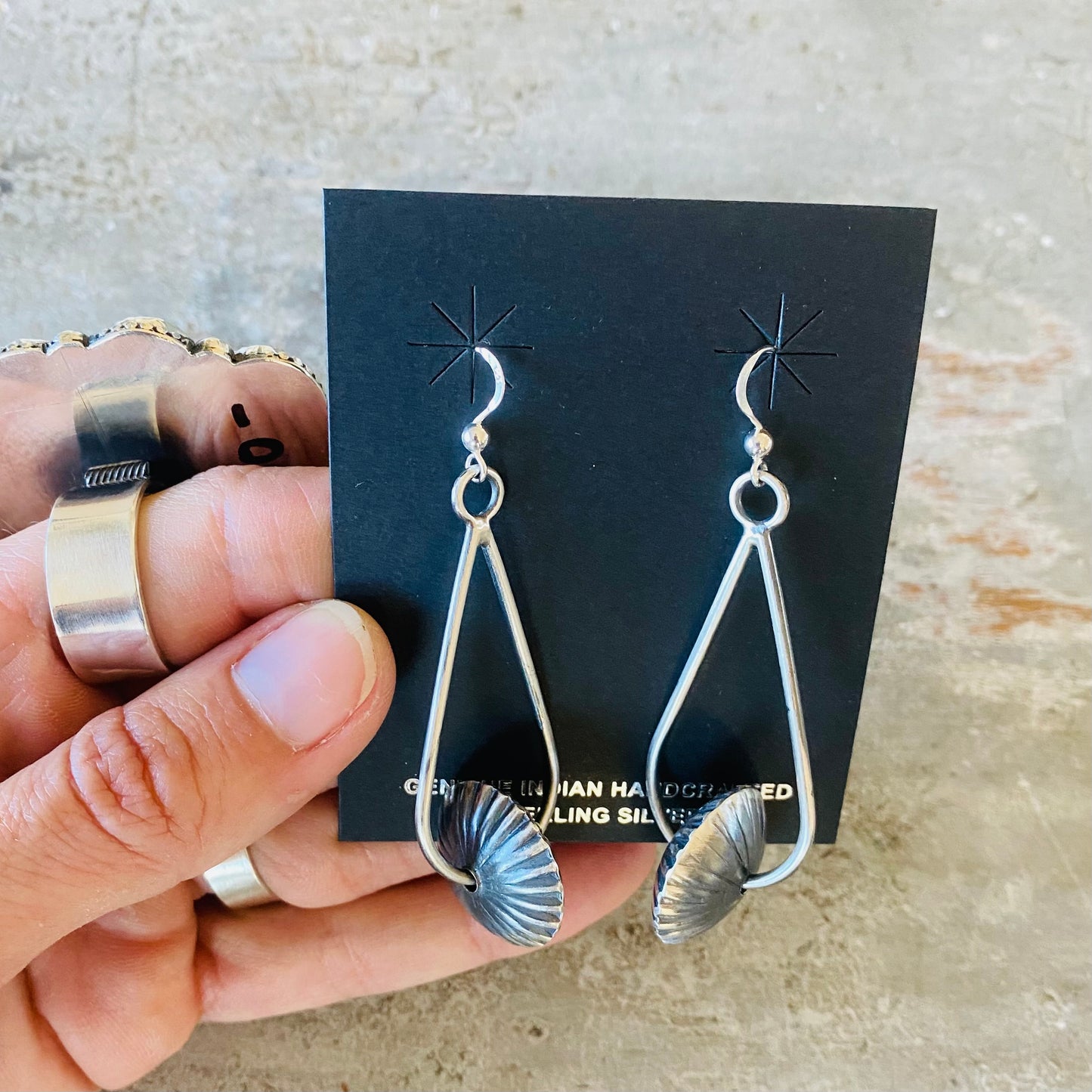 Navajo Preston Haley Sterling Silver Handmade Fluted Pearl Earrings