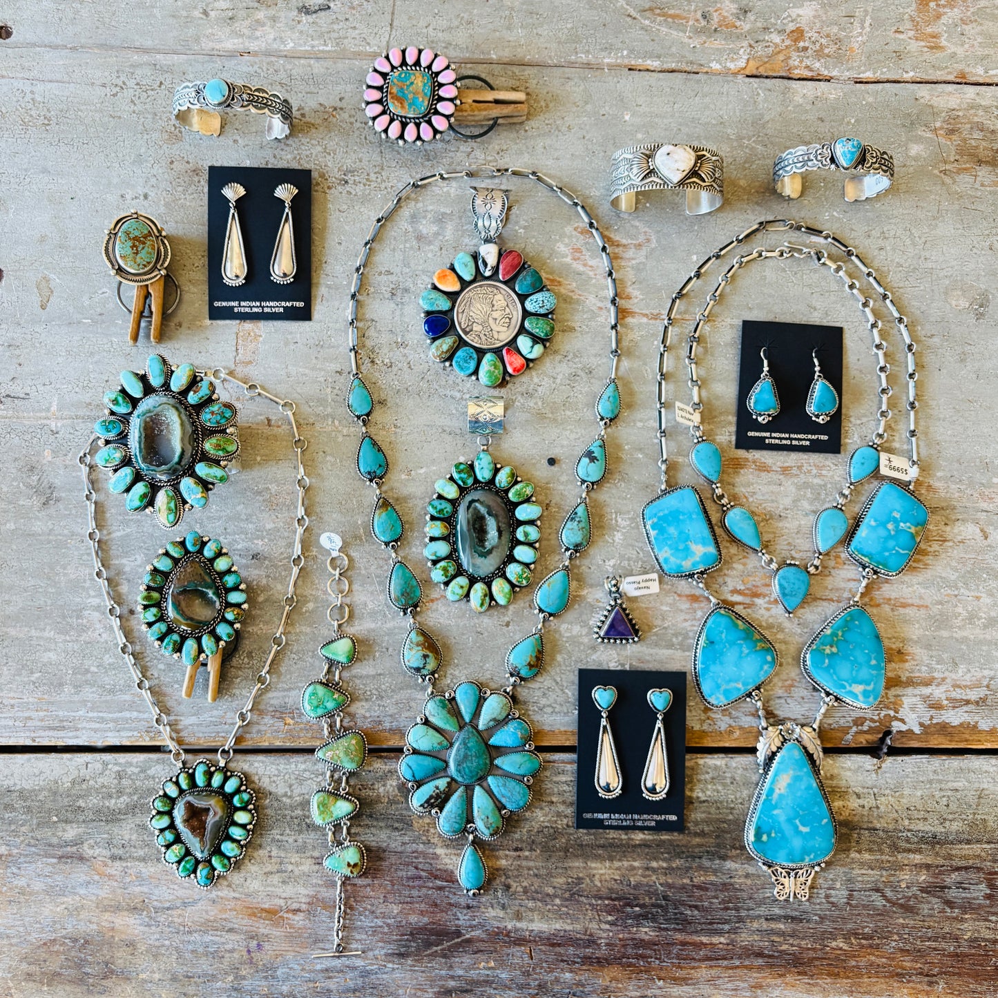 Navajo Randy Boyd Sterling Silver & Blue Ridge Turquoise Stacker Cuff