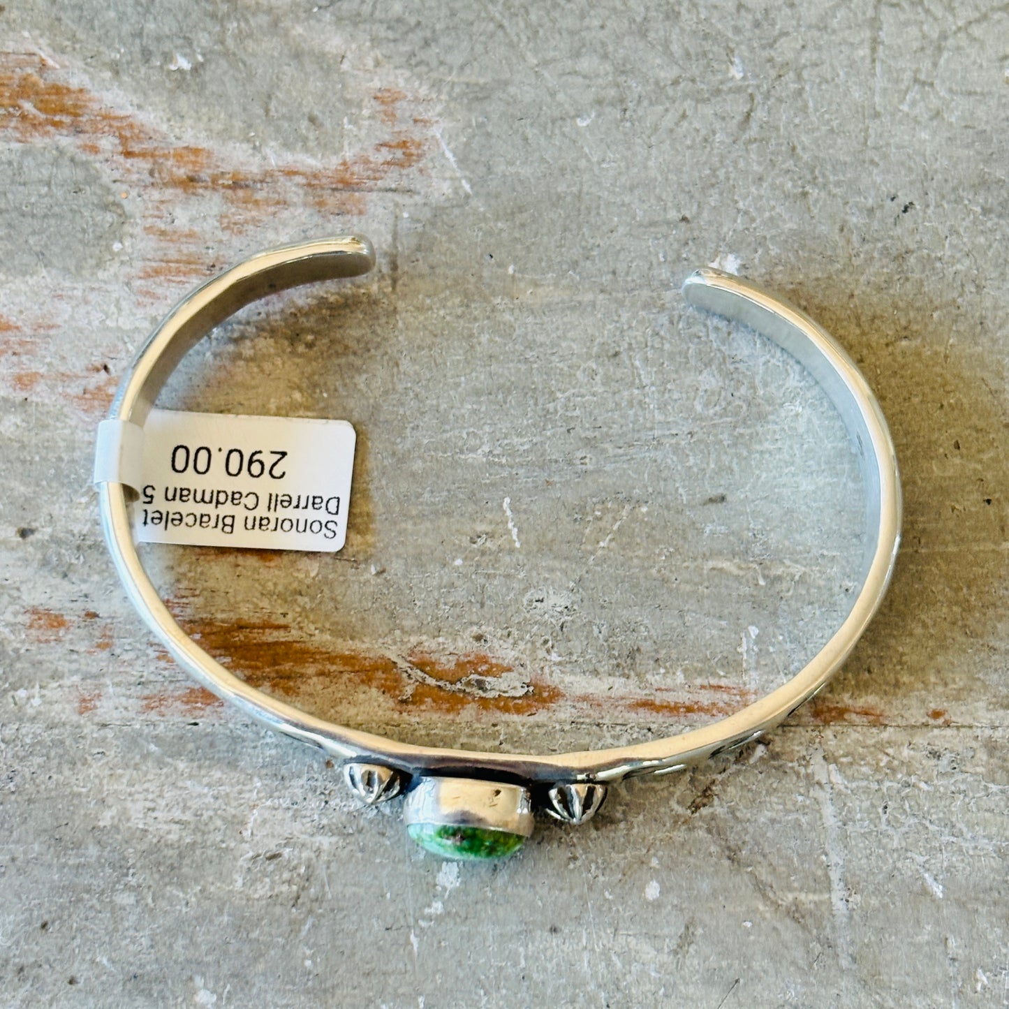 Navajo Darrell Cadman Sterling Silver & Sonoran Turquoise Hearts Stacker Cuff