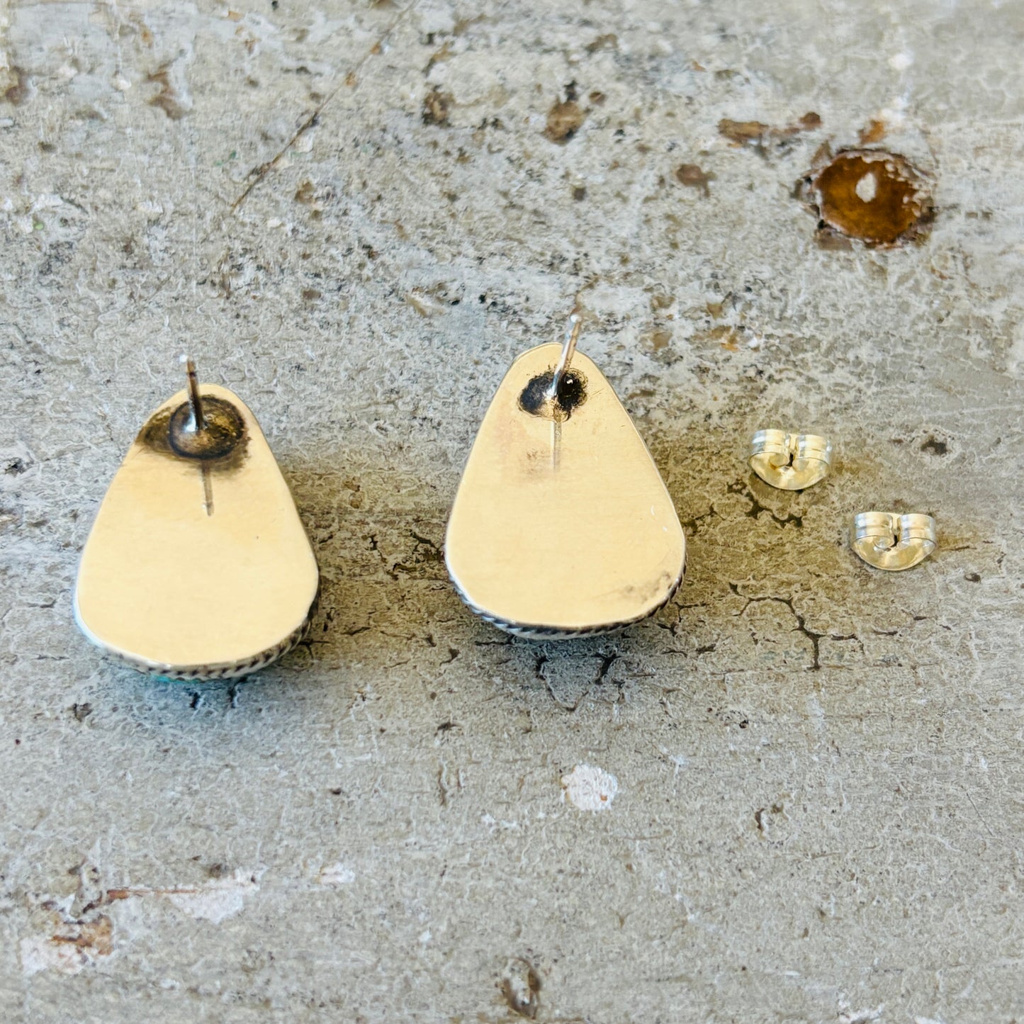 New Navajo Dustin Francisco Sterling Silver & #8 Turquoise Stud Earrings