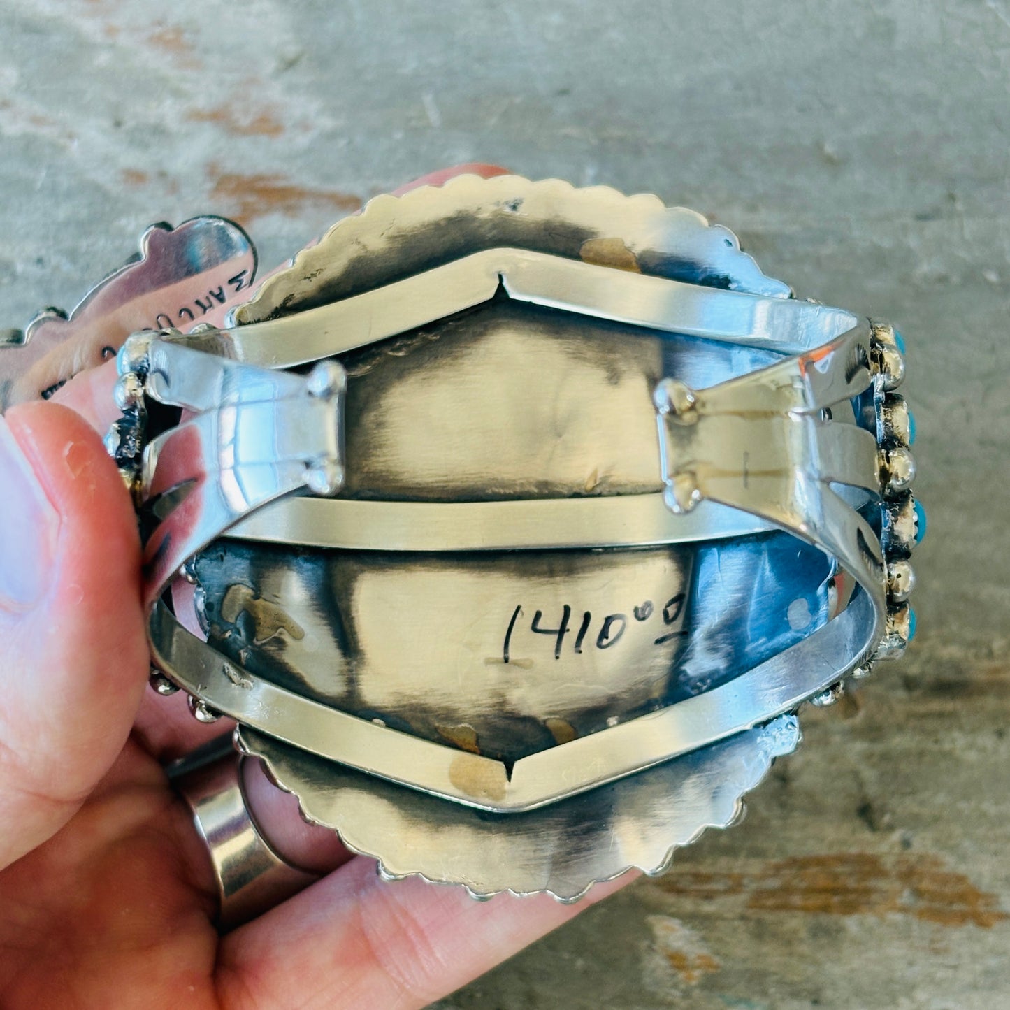 Navajo Lily Kee Sterling Silver Multi Stone Cluster Cuff