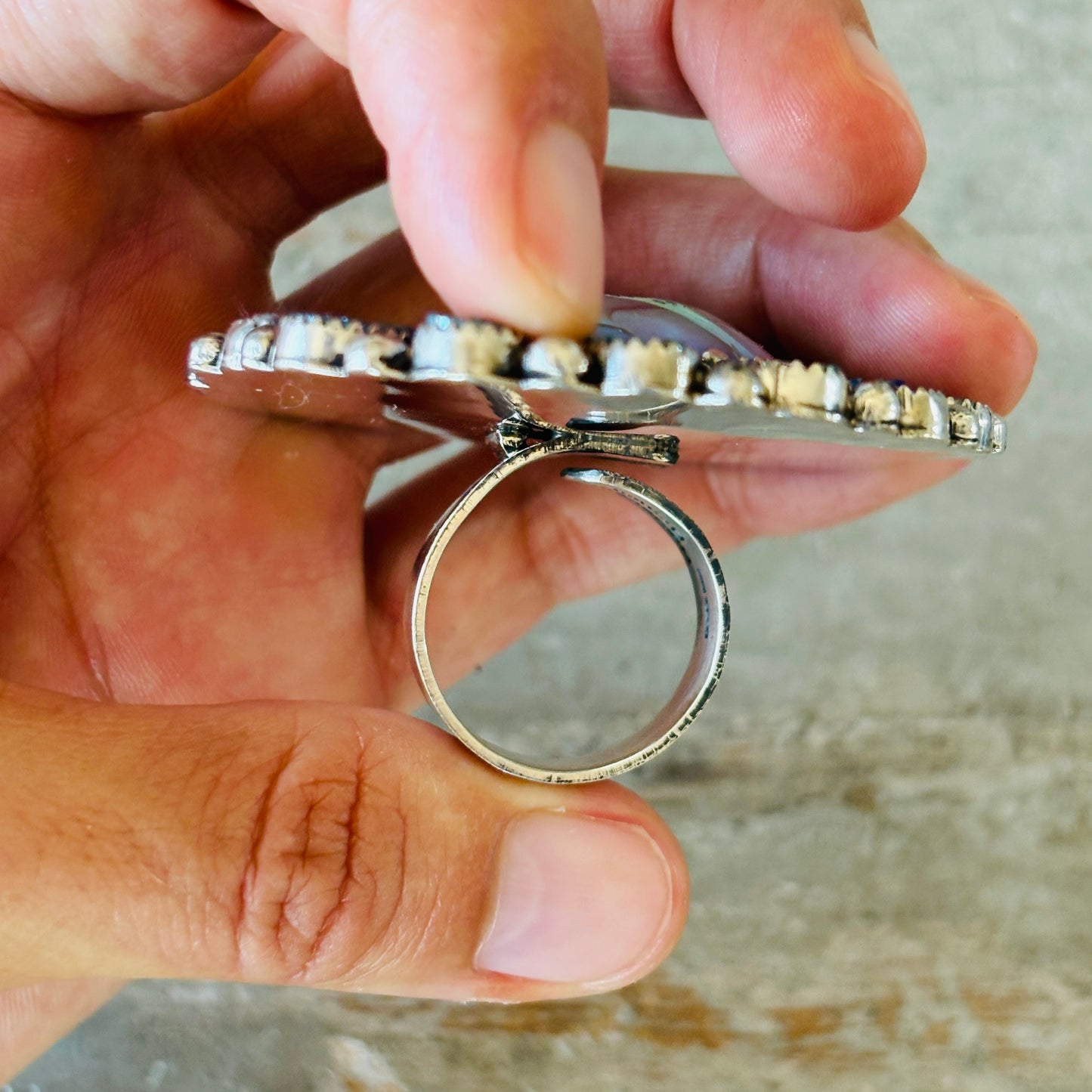 Navajo Hemerson Brown Sterling Silver & Druzy Ring