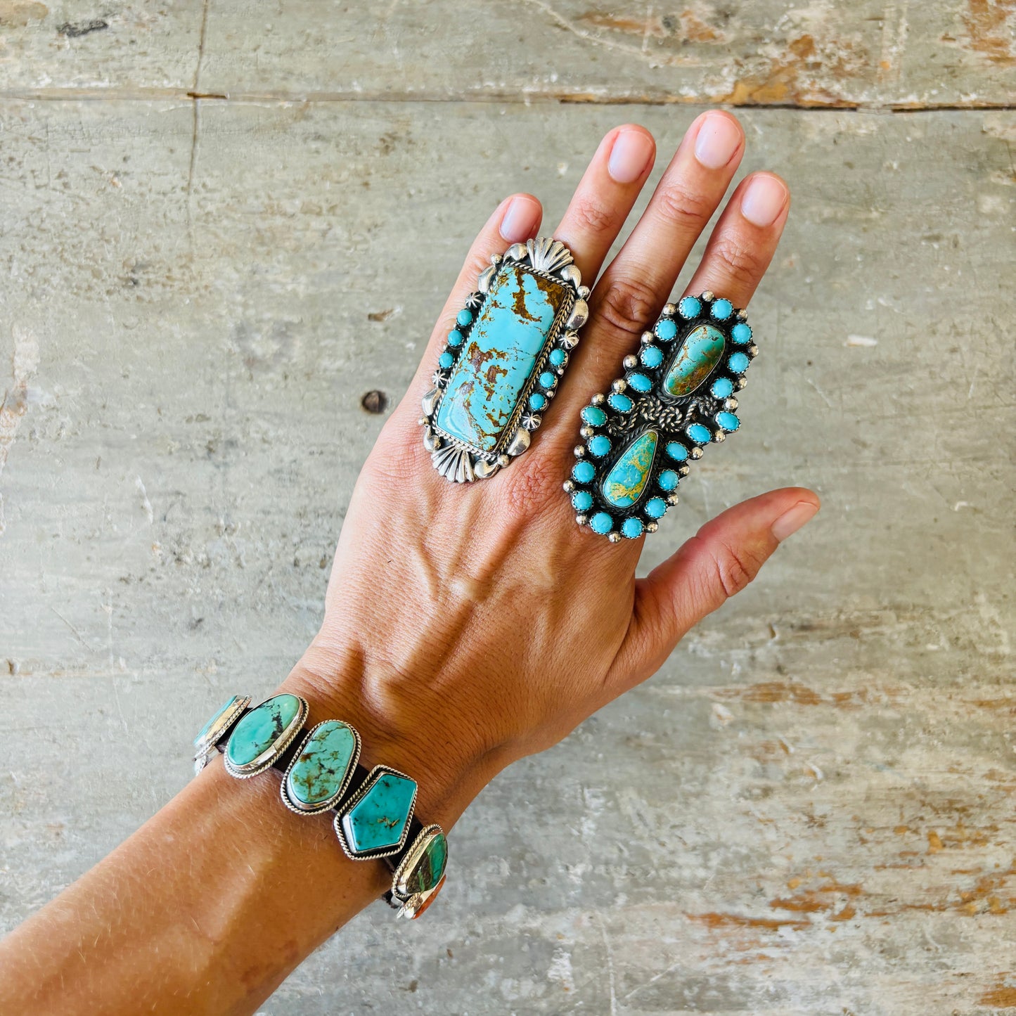 Navajo Dan Morgan Sterling Silver - Orange Spiny & Multi Turquoise Concho Bracelet
