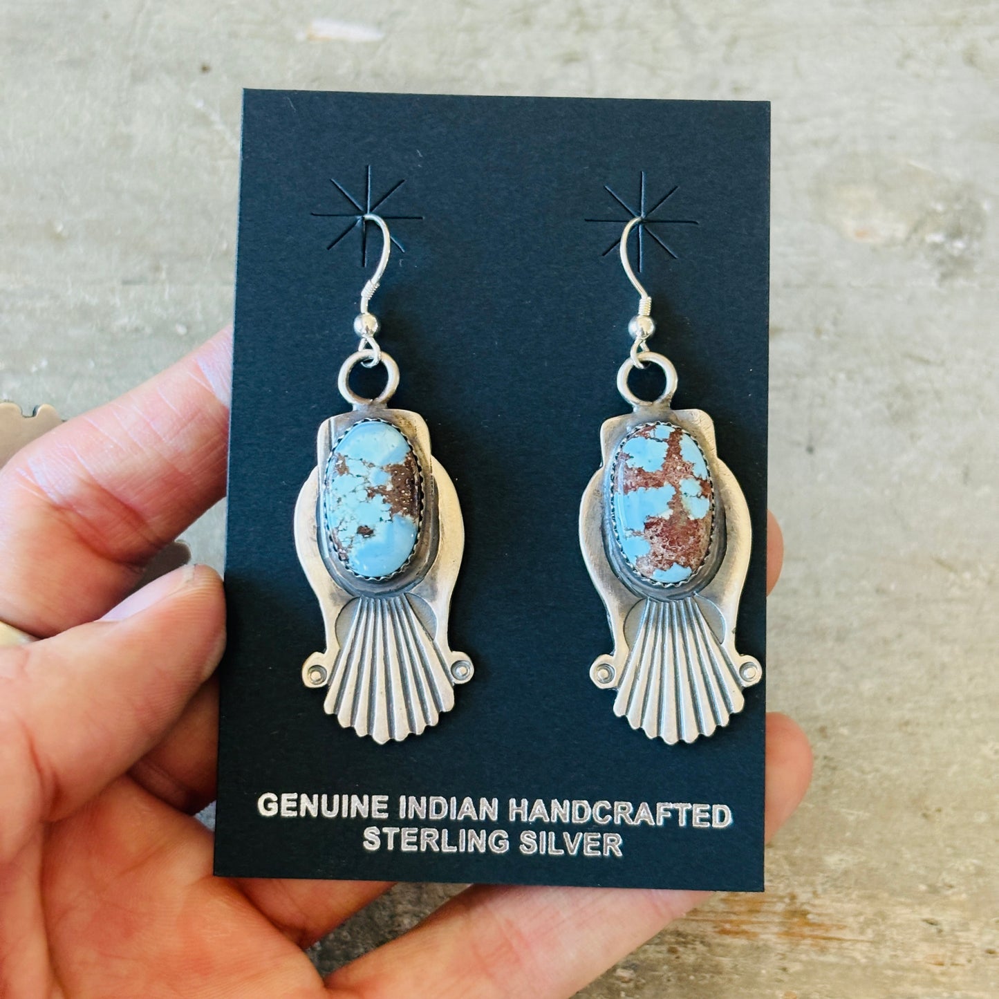 Navajo Rita Begay Sterling Silver & Golden Hills Turquoise Earrings