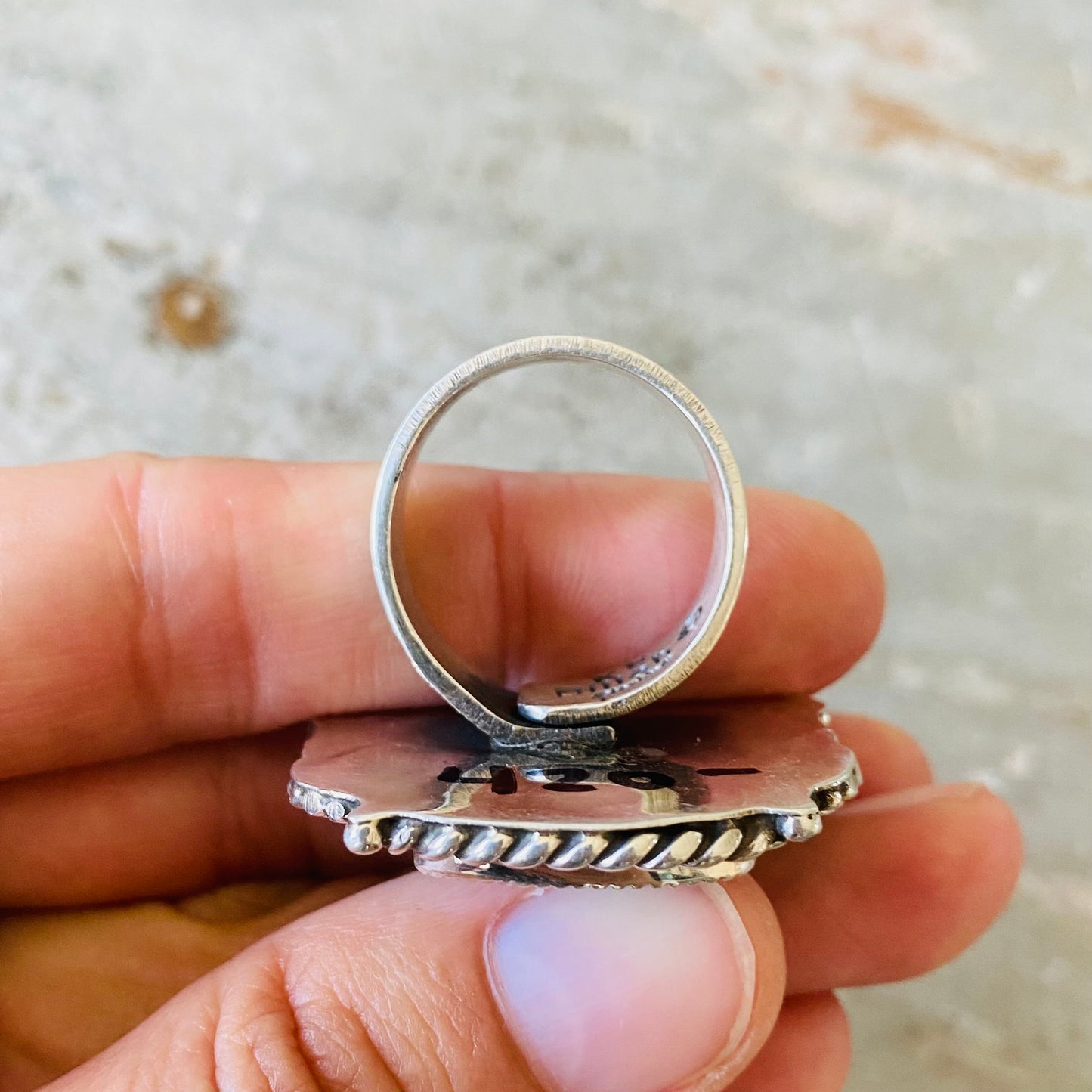 Navajo Kindale Billah Sterling Silver & Blue Lab Opal Floral Ring
