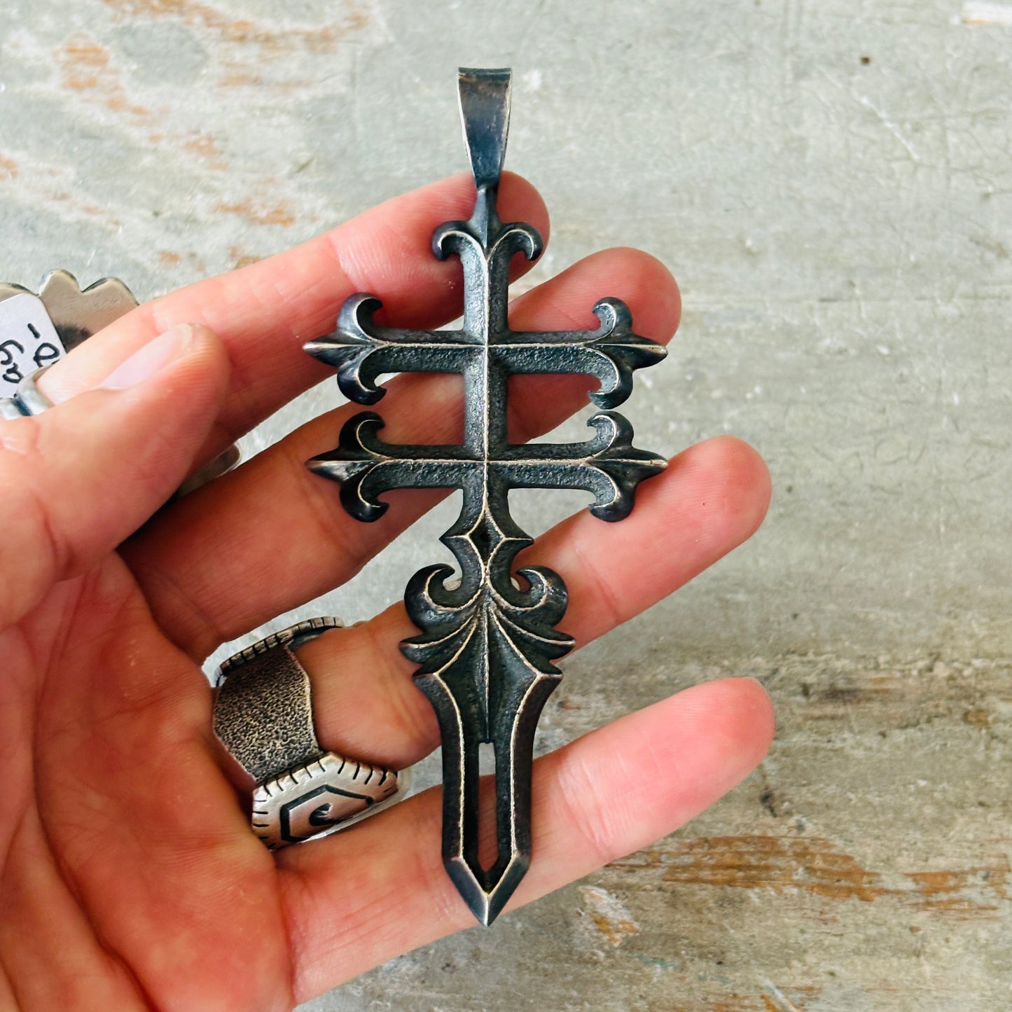 Navajo Floyd Parkhurst Sterling Silver Tufa Cast Pendant