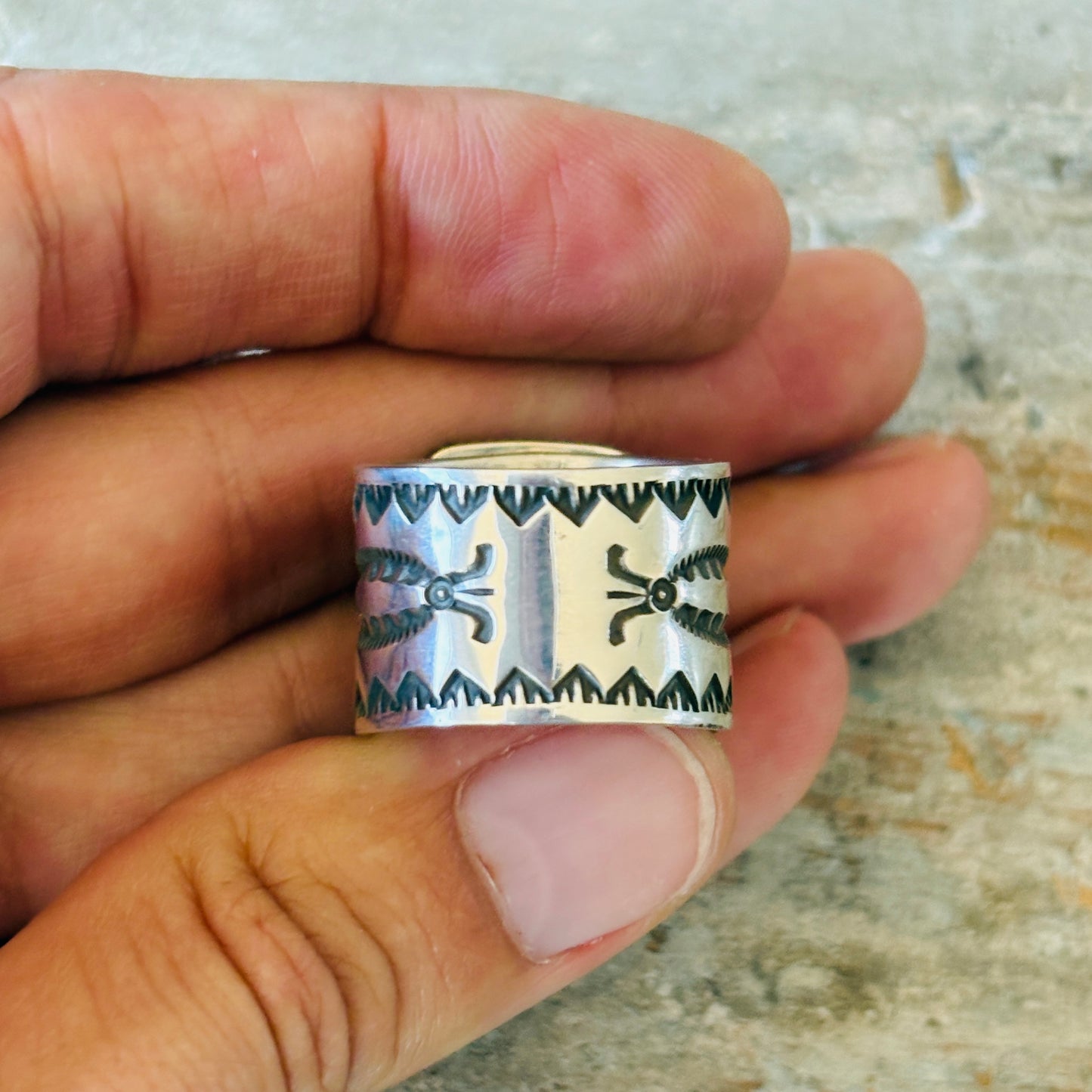 Navajo Darrell Cadman Sterling Silver & #8 Turquoise Ring