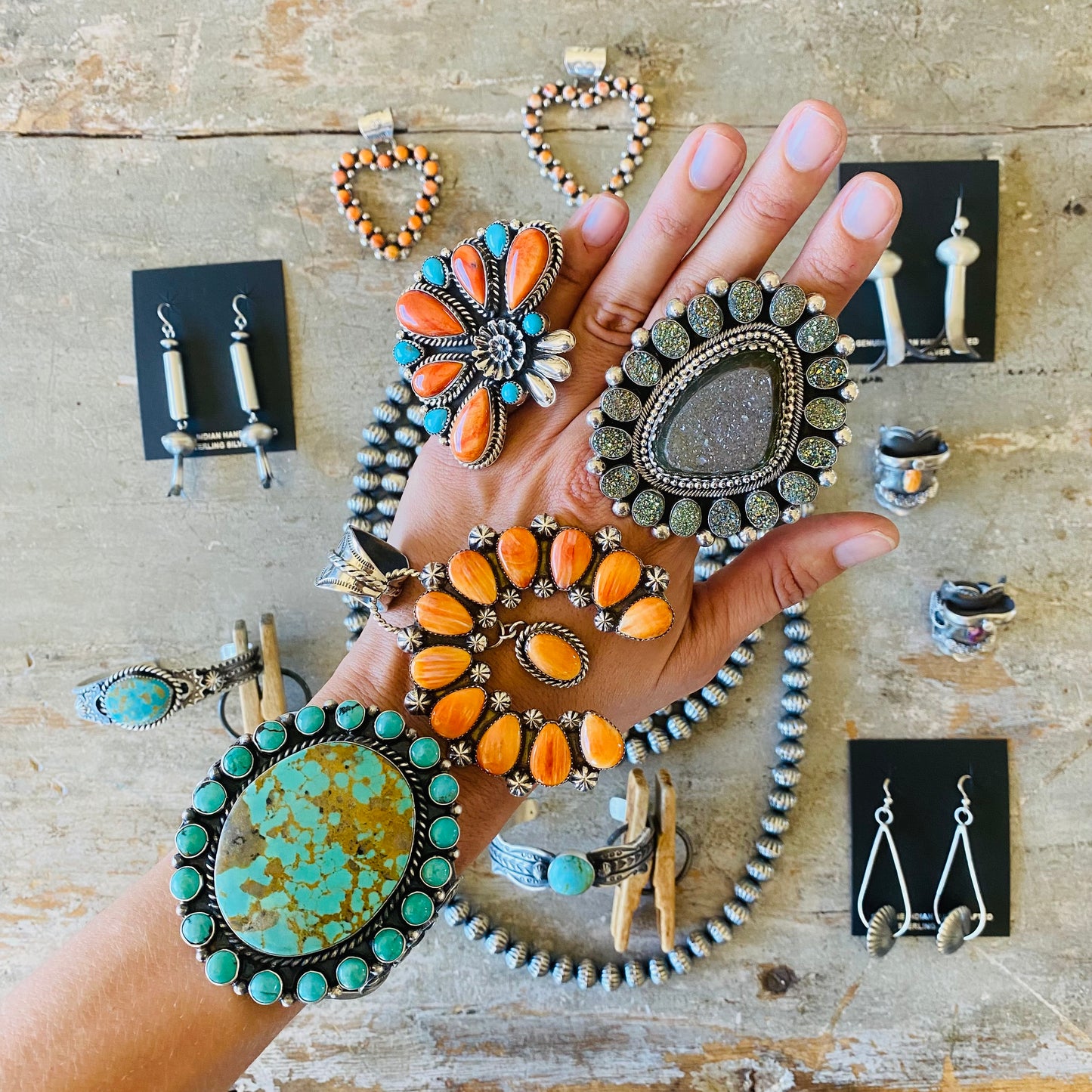 Navajo Kindale Billah Sterling Silver & Kingman Turquoise Stacker Cuff