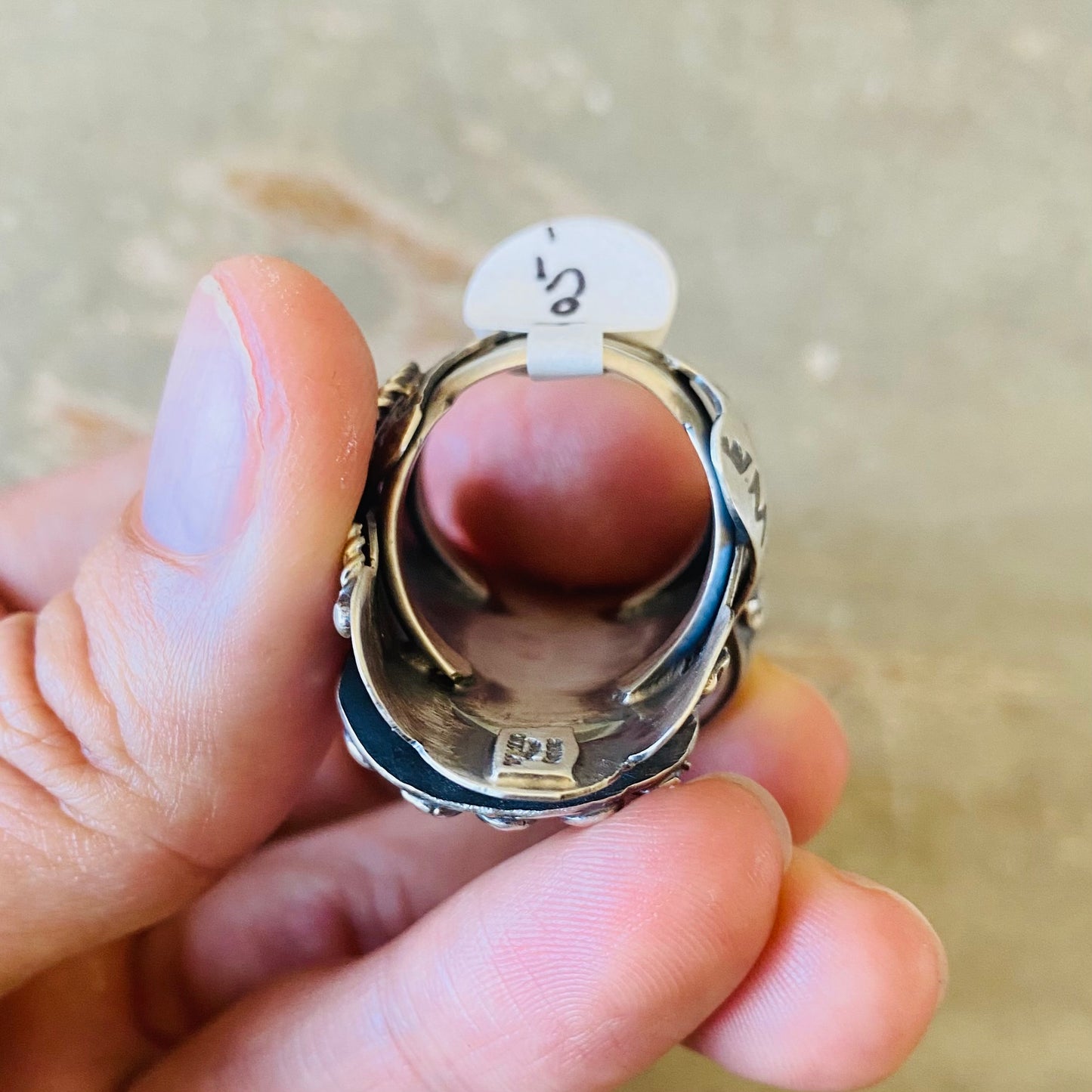 Navajo Tim Yazzie Sterling Silver & Kingman Turquoise Saddle Ring