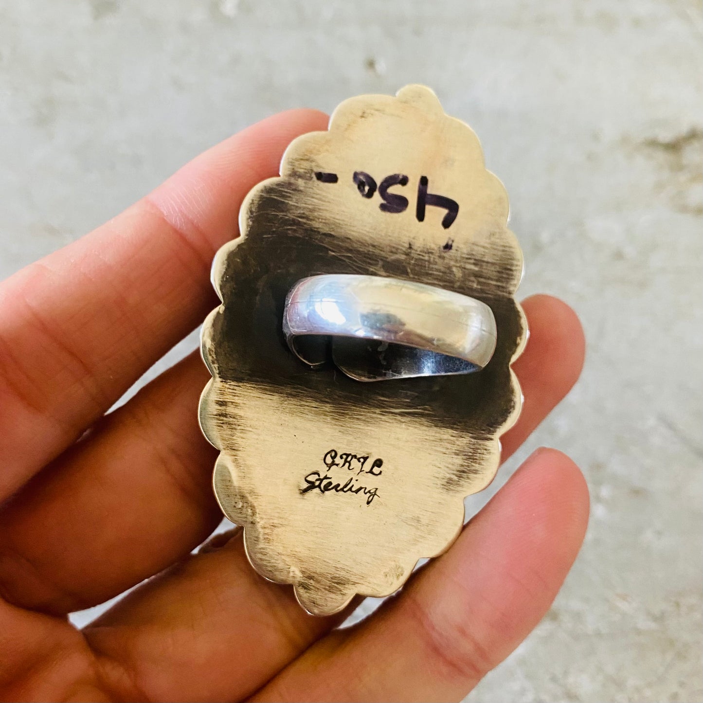 Navajo Glenn Livingston Sterling Silver & Turquoise Shadowbox Ring