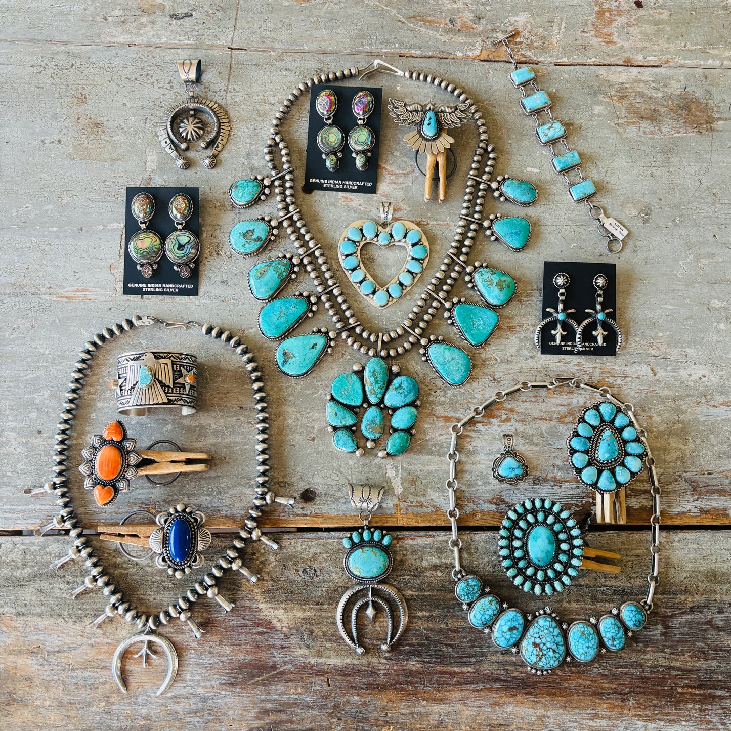 Navajo Hemerson Brown Sterling Silver - Abalone & Druzy Statement Earrings