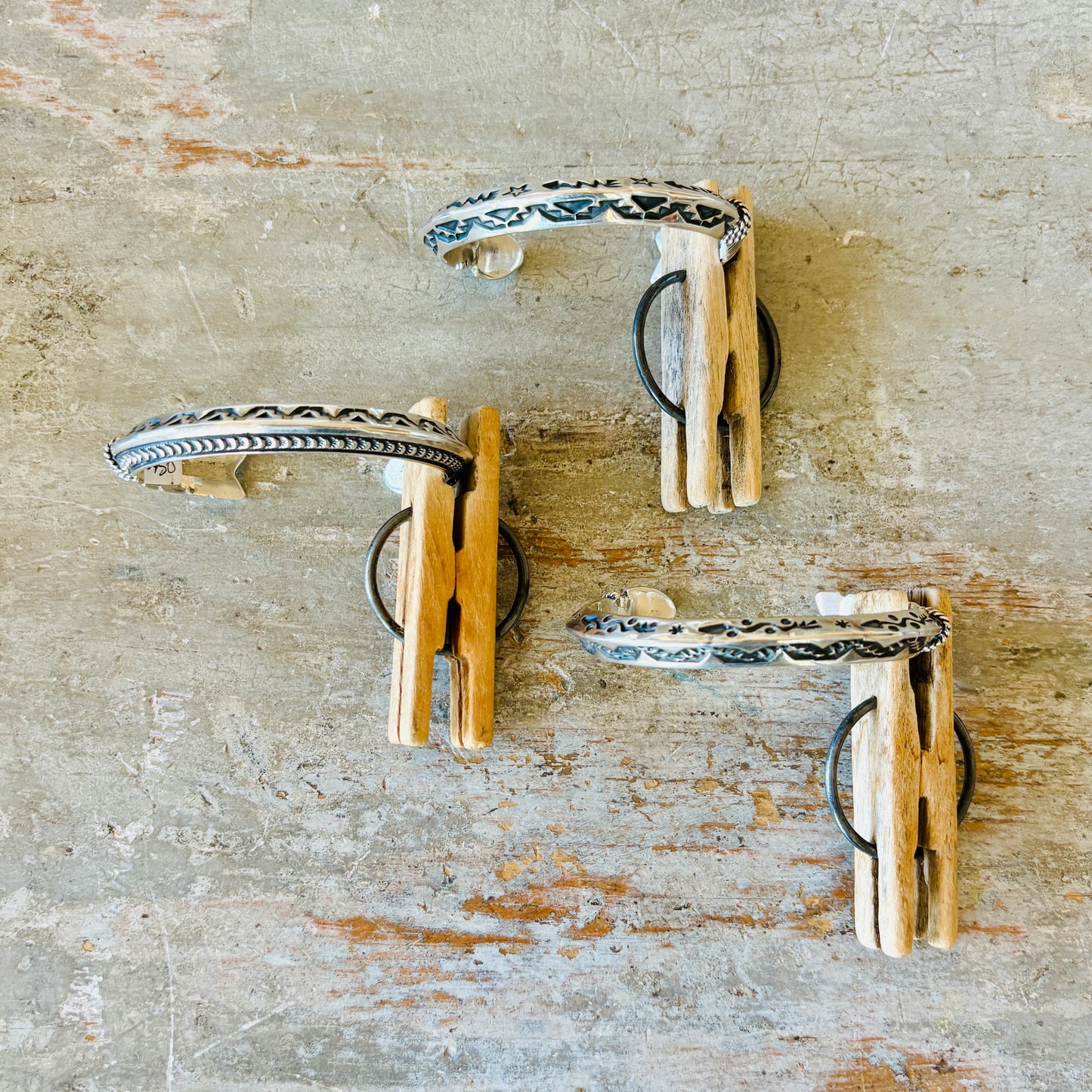 Navajo Delayne Reeves Sterling Silver Carinated Arrow Cuffs