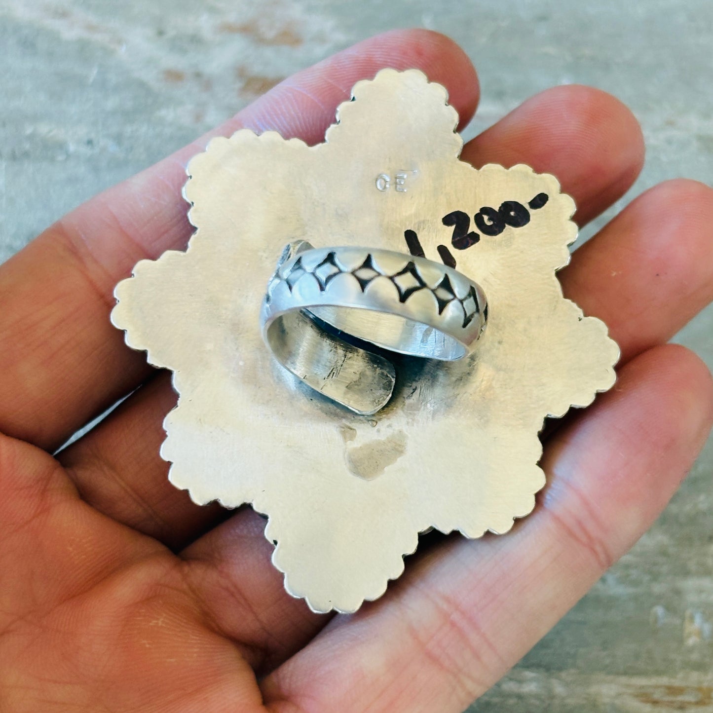 Navajo Chris Etsitty Sterling Silver & Bisbee Turquoise Cluster Ring