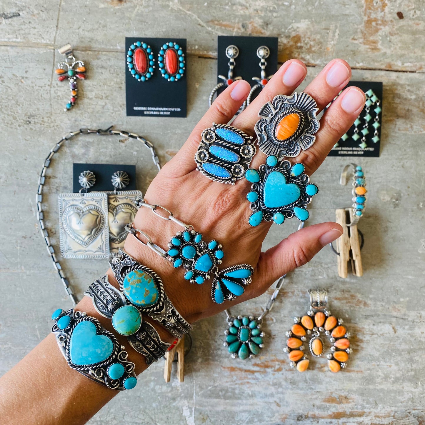 Navajo Lorenzo & Jerilyn Chee Sterling Silver & Campitos Turquoise Heart Ring